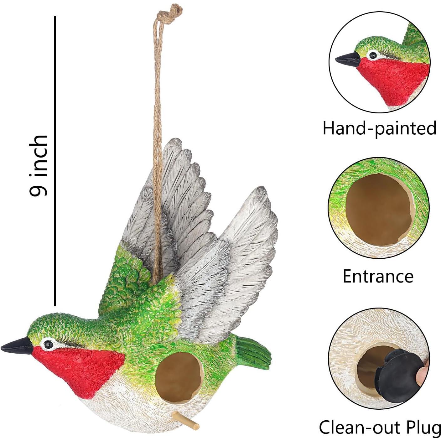 Casa de Pájaro Colgante BAYN de Resina para Jardín 16.5x13x12 cm
