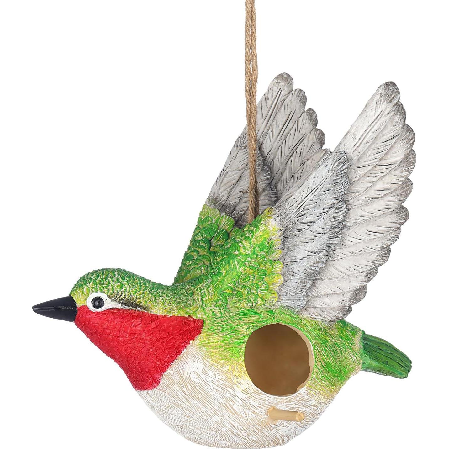 Casa de Pájaro Colgante BAYN de Resina para Jardín 16.5x13x12 cm