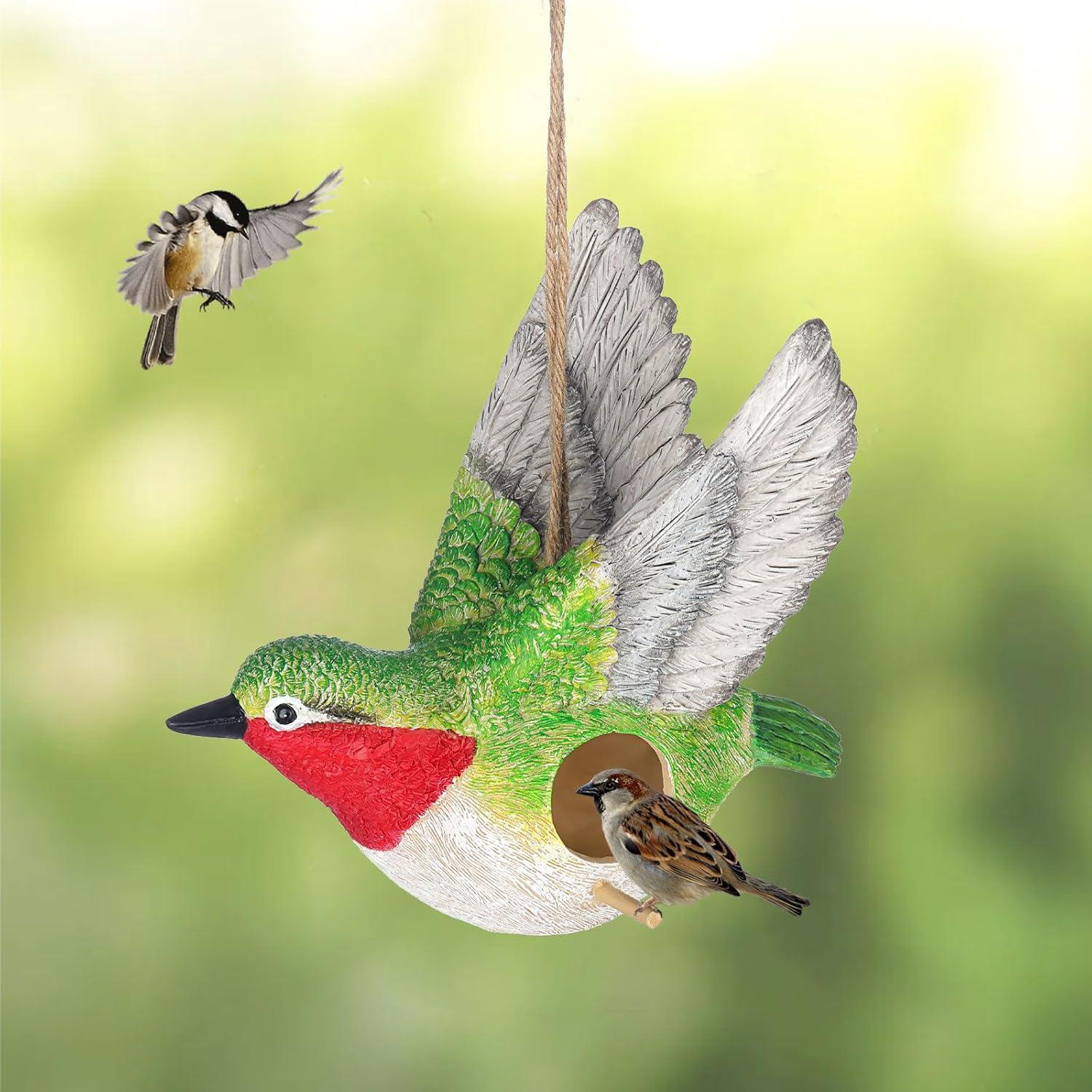 Casa de Pájaro Colgante BAYN de Resina para Jardín 16.5x13x12 cm