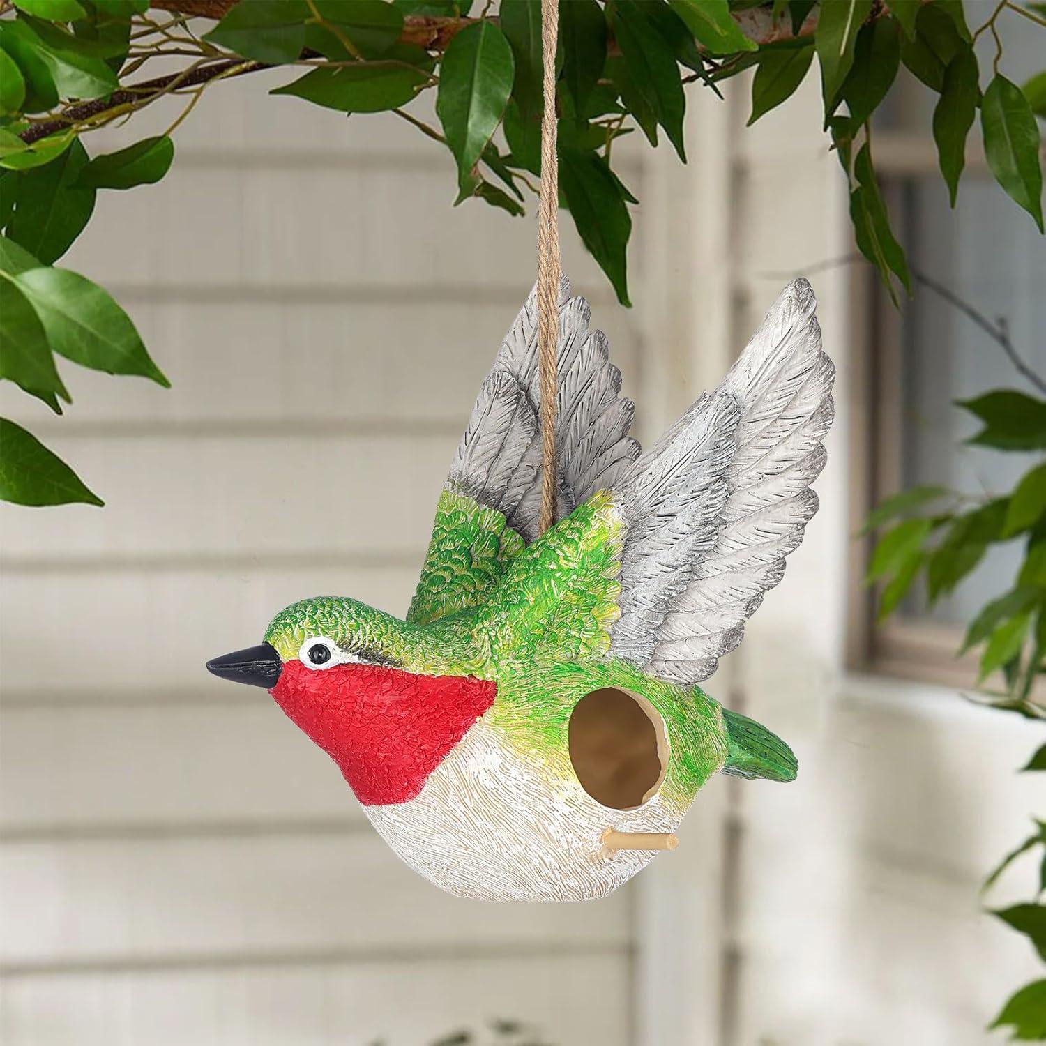 Casa de Pájaro Colgante BAYN de Resina para Jardín 16.5x13x12 cm