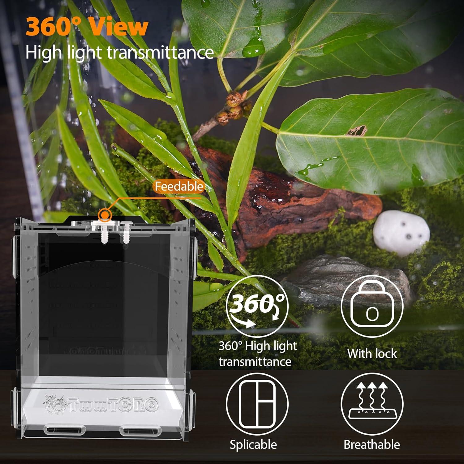 Terrario Acrílico TwwTCRO para Araña Saltadora 11.3x12.4x14.5 cm