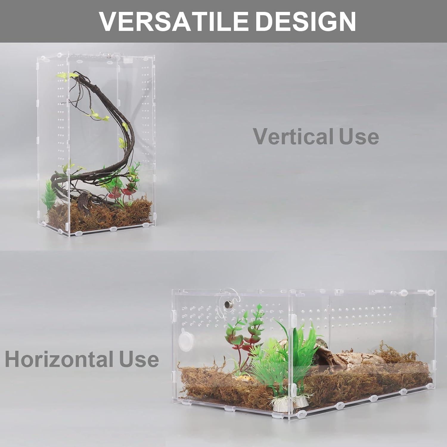 Terrario Acrílico AIICIOO 20x15x35 cm para Arañas y Reptiles
