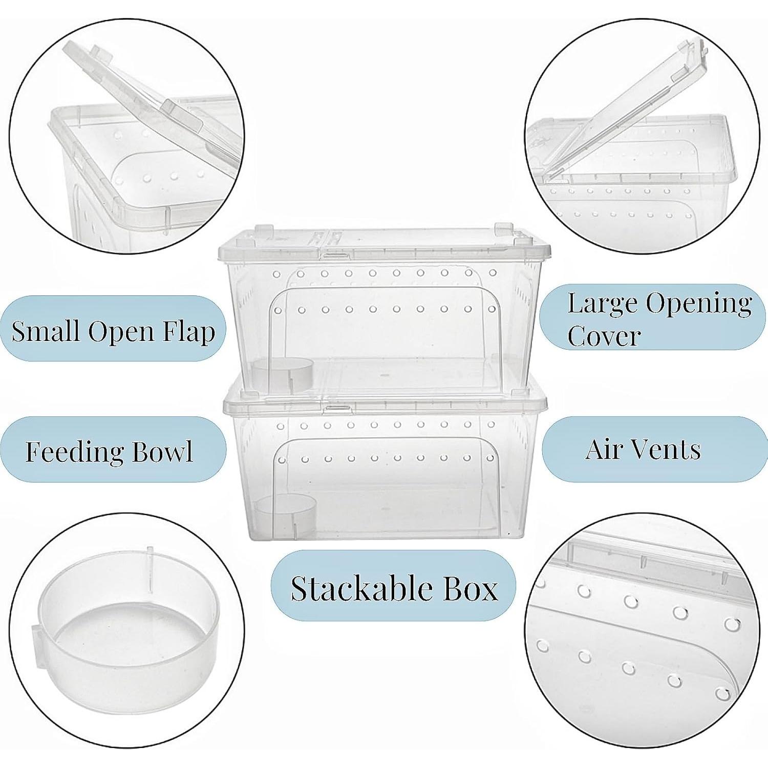 Paquete de 2 cajas de alimentación para reptiles Tlence 32x22x15 cm