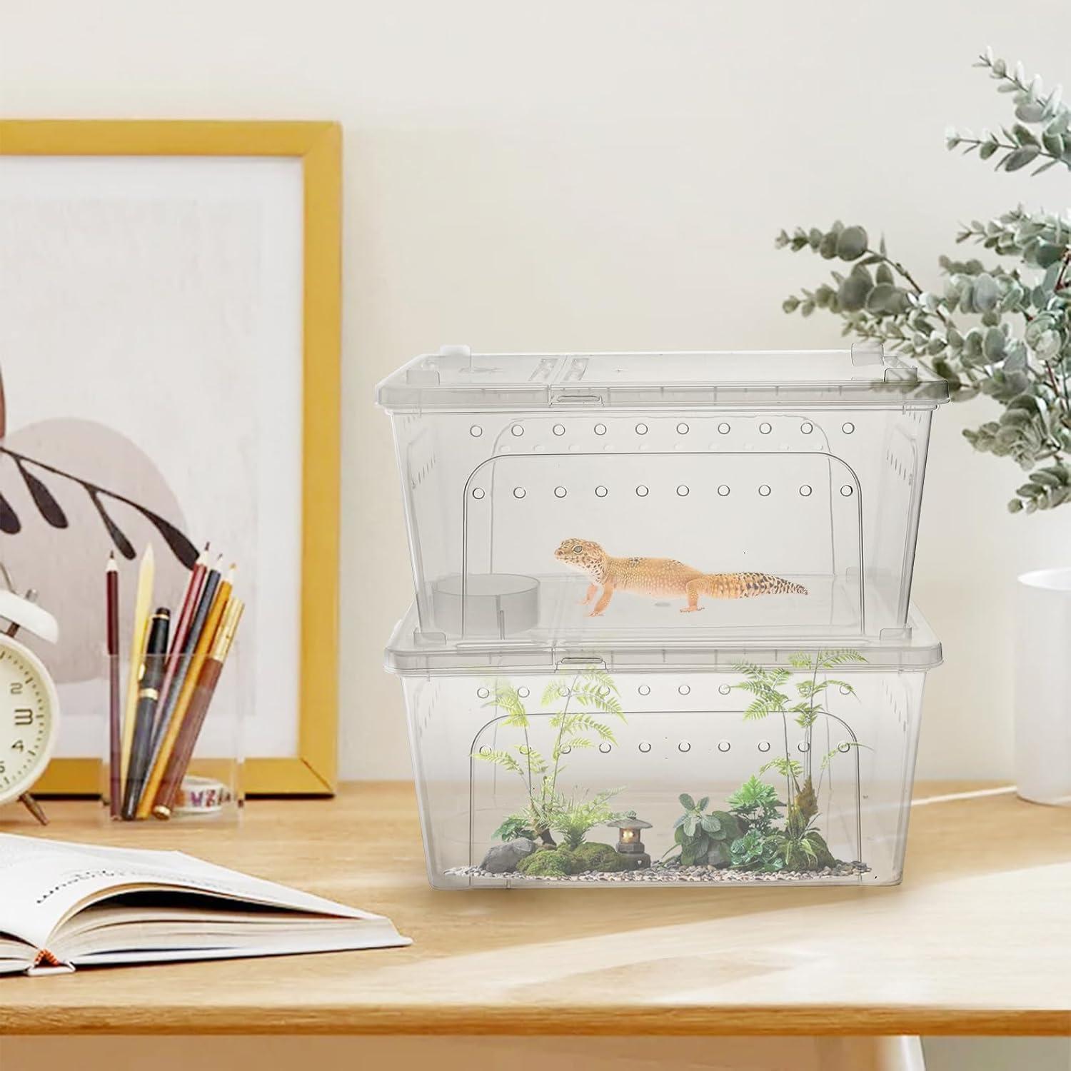 Paquete de 2 cajas de alimentación para reptiles Tlence 32x22x15 cm