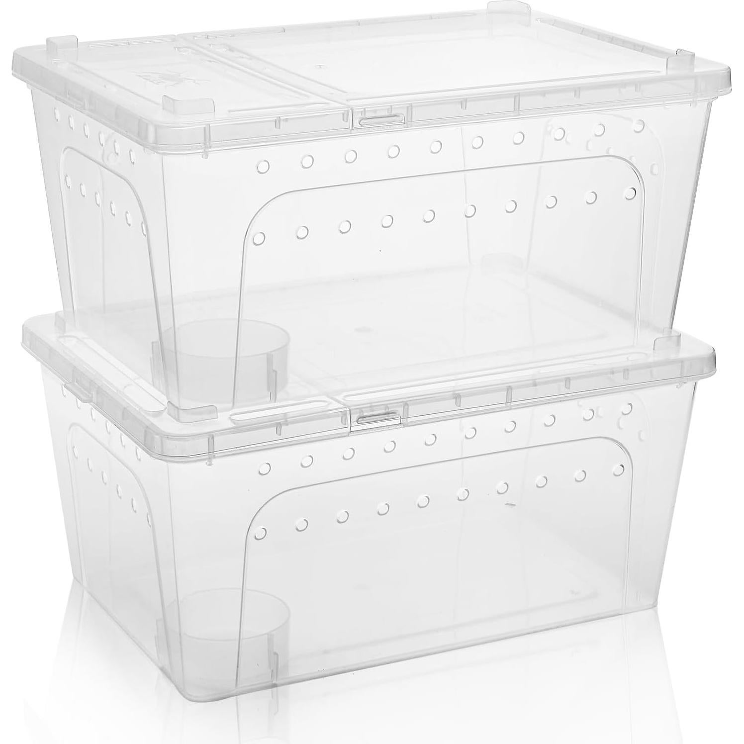 Paquete de 2 cajas de alimentación para reptiles Tlence 32x22x15 cm