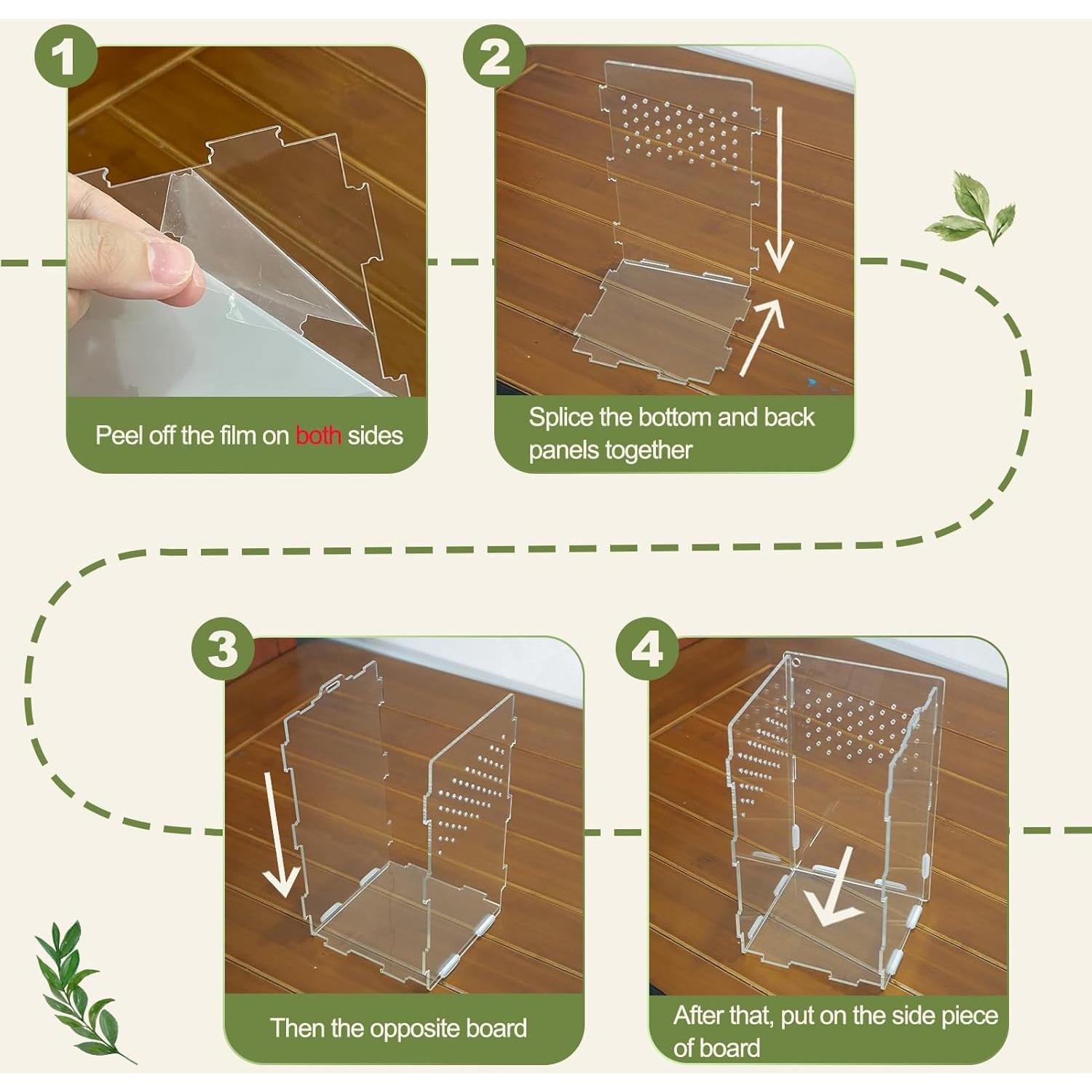 Terrario Acrílico Pequeño FASIUCHOI 11.9x11.9x19.8 cm para Reptiles