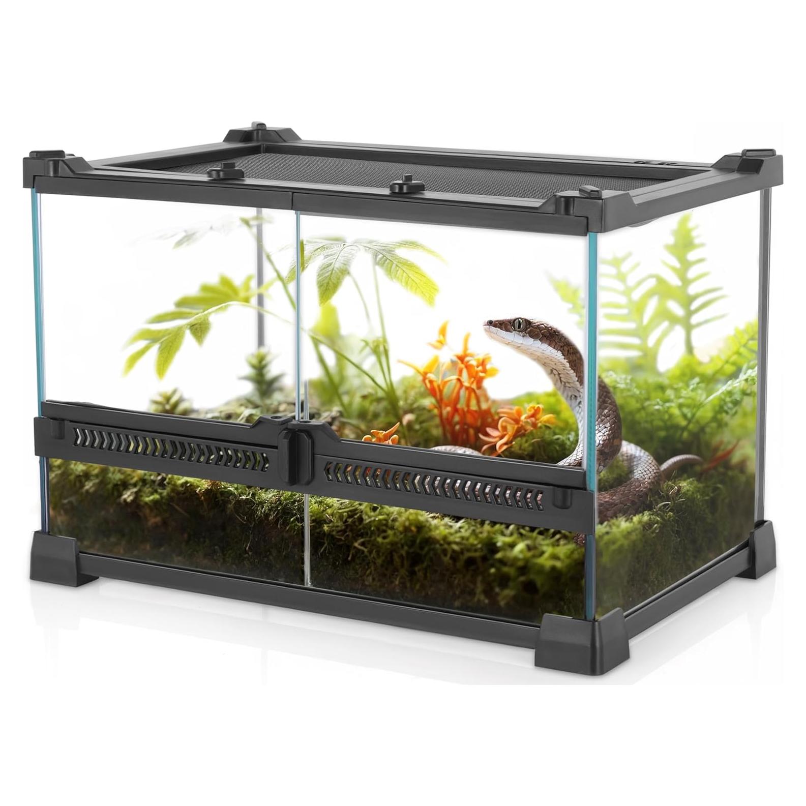 Mini Terrario de Vidrio Neptonion 30.48x20.32x20.32cm para Reptiles