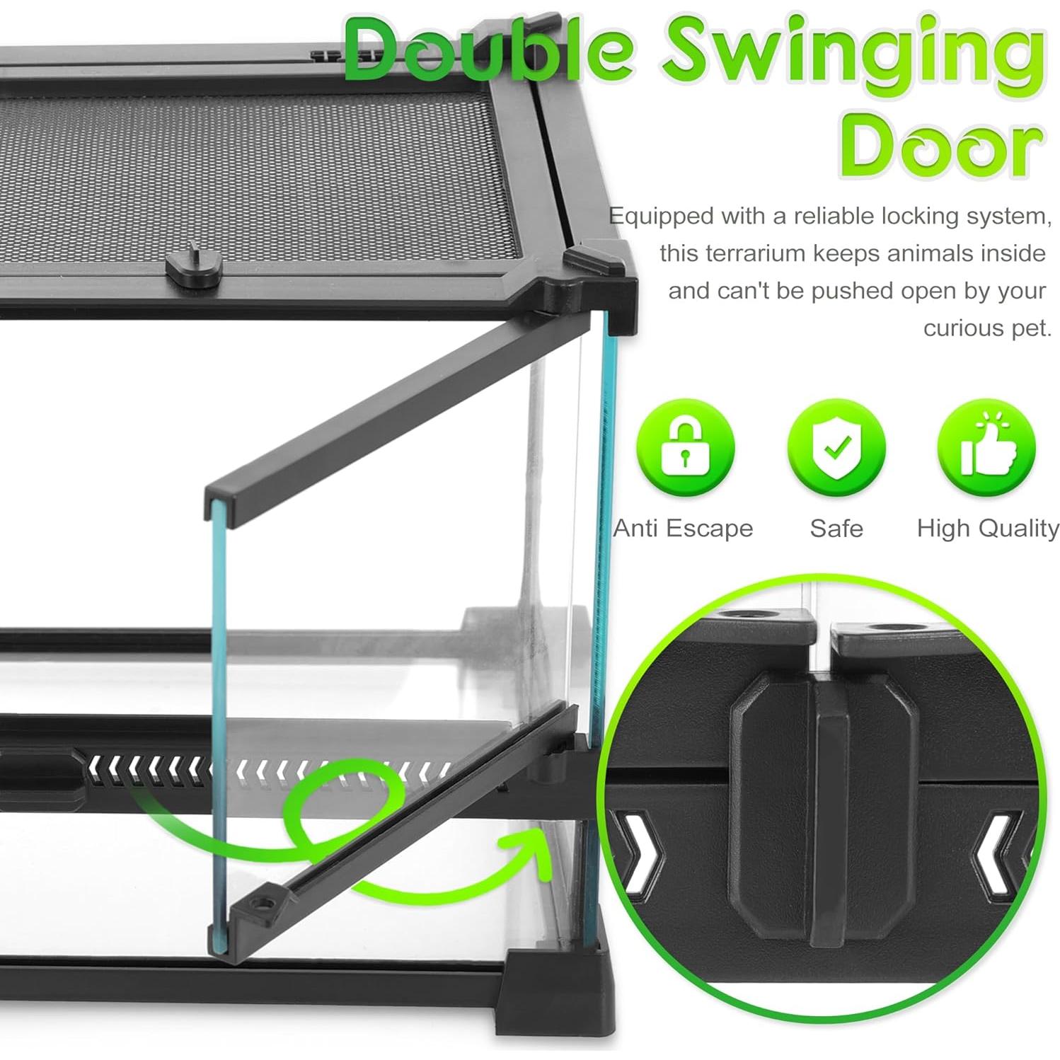 Mini Terrario de Vidrio Neptonion 30.48x20.32x20.32cm para Reptiles