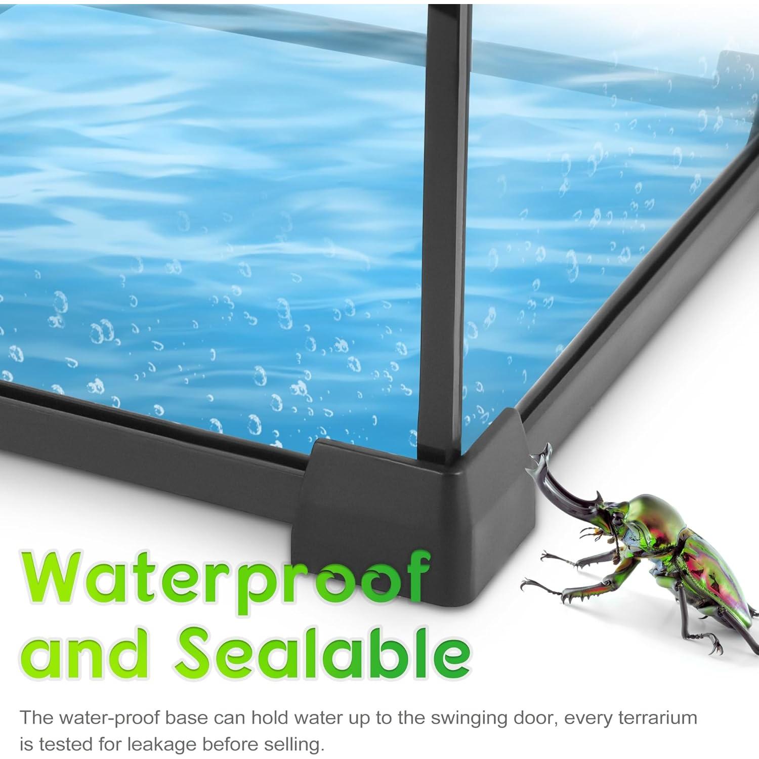 Mini Terrario de Vidrio Neptonion 30.48x20.32x20.32cm para Reptiles