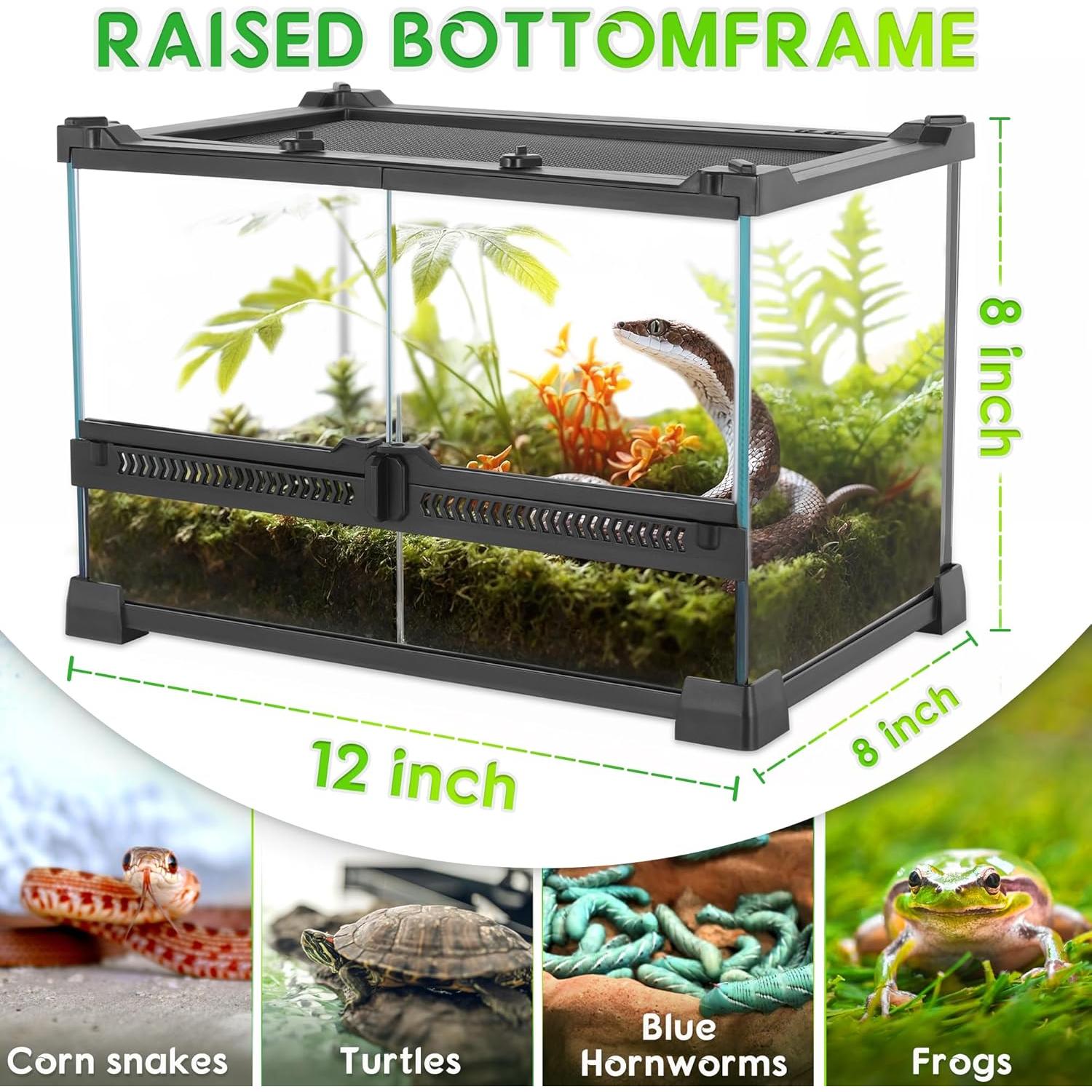 Mini Terrario de Vidrio Neptonion 30.48x20.32x20.32cm para Reptiles