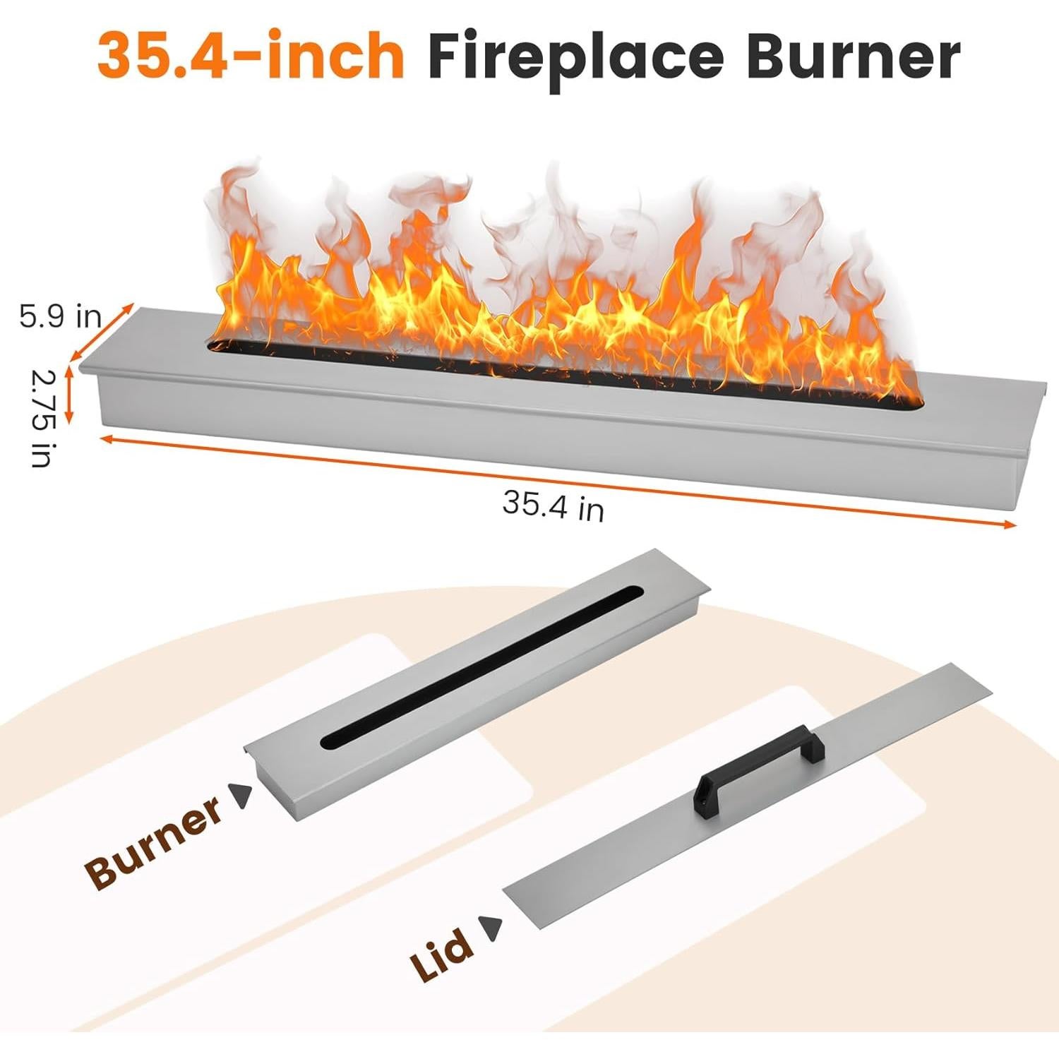 Quemador de Chimenea de Etanol Treeshome 90 cm, Aluminio, Ecológico