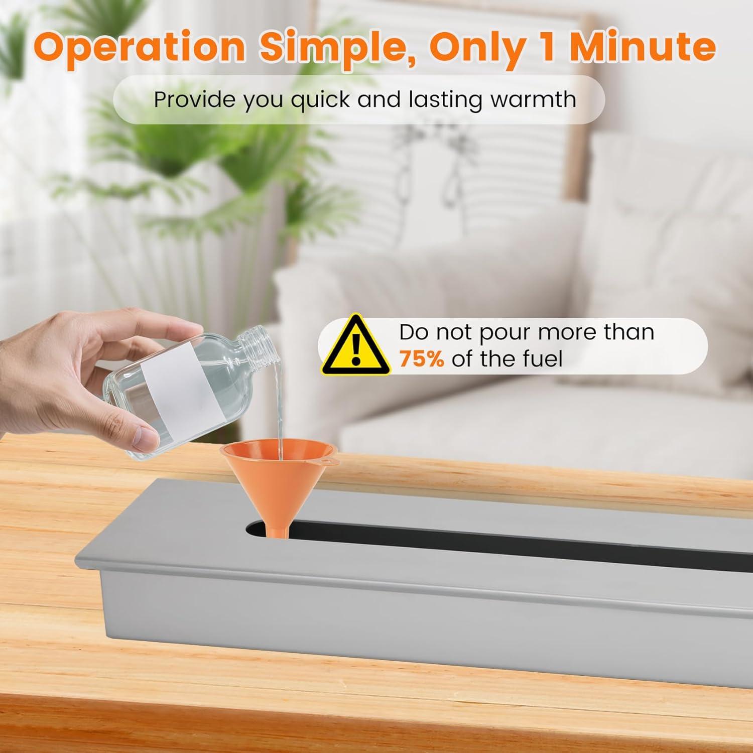 Quemador de Chimenea de Etanol Treeshome 90 cm, Aluminio, Ecológico