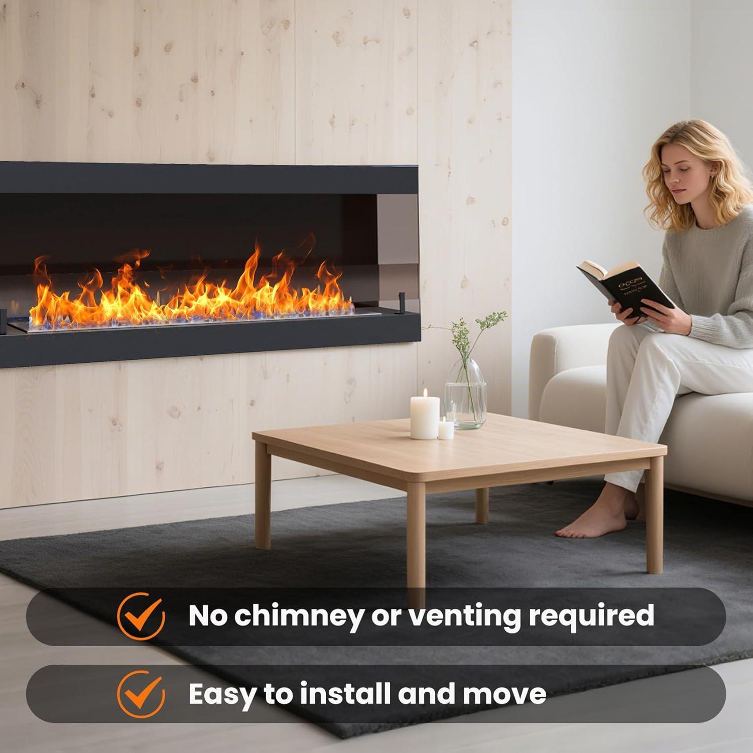 Quemador de Chimenea de Etanol Treeshome 90 cm, Aluminio, Ecológico