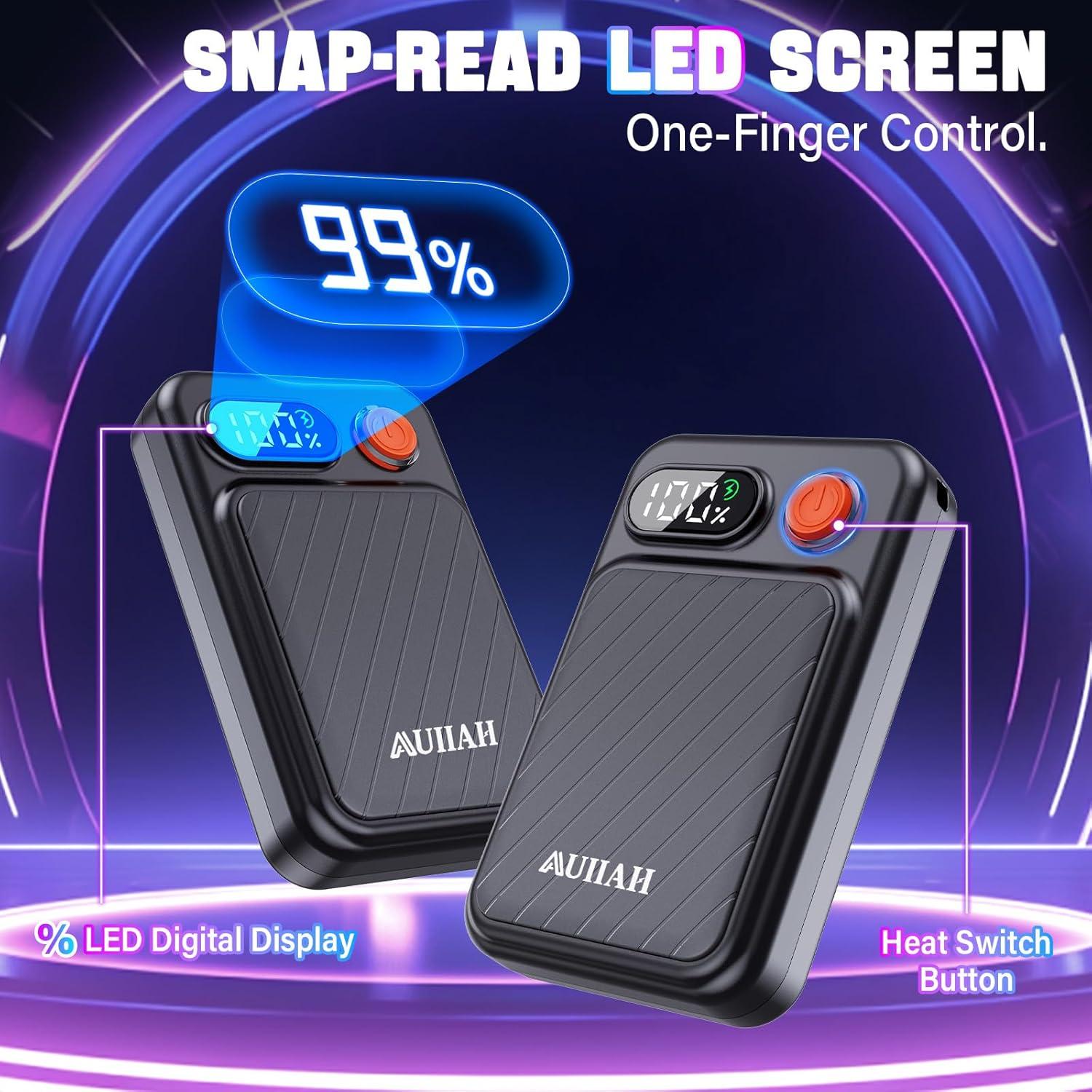 Calentadores de Manos Recargables AUIIAH RT09 - Pantalla LED, 4 Niveles