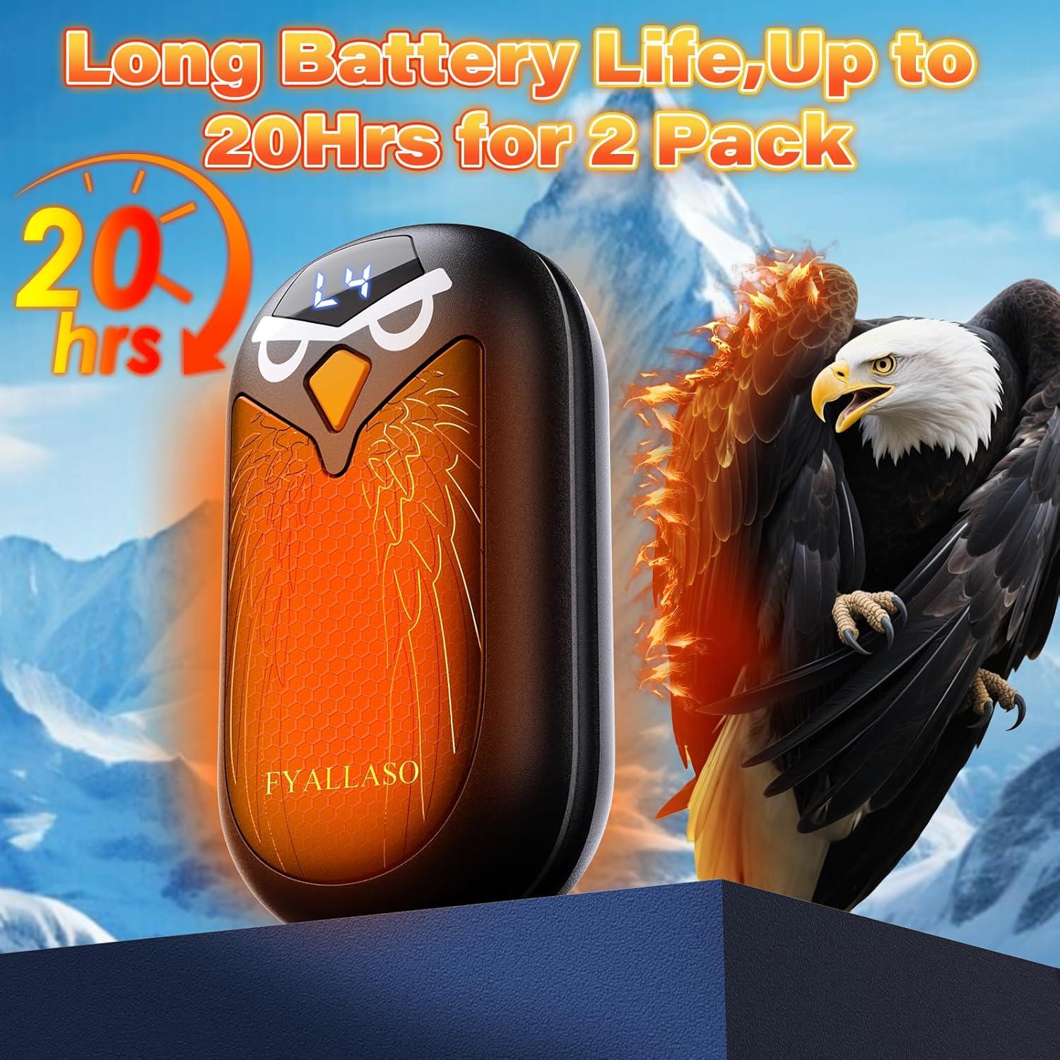 Calentadores de Manos Eléctricos FYALLASO YI08, 2000mAh, 2 Piezas