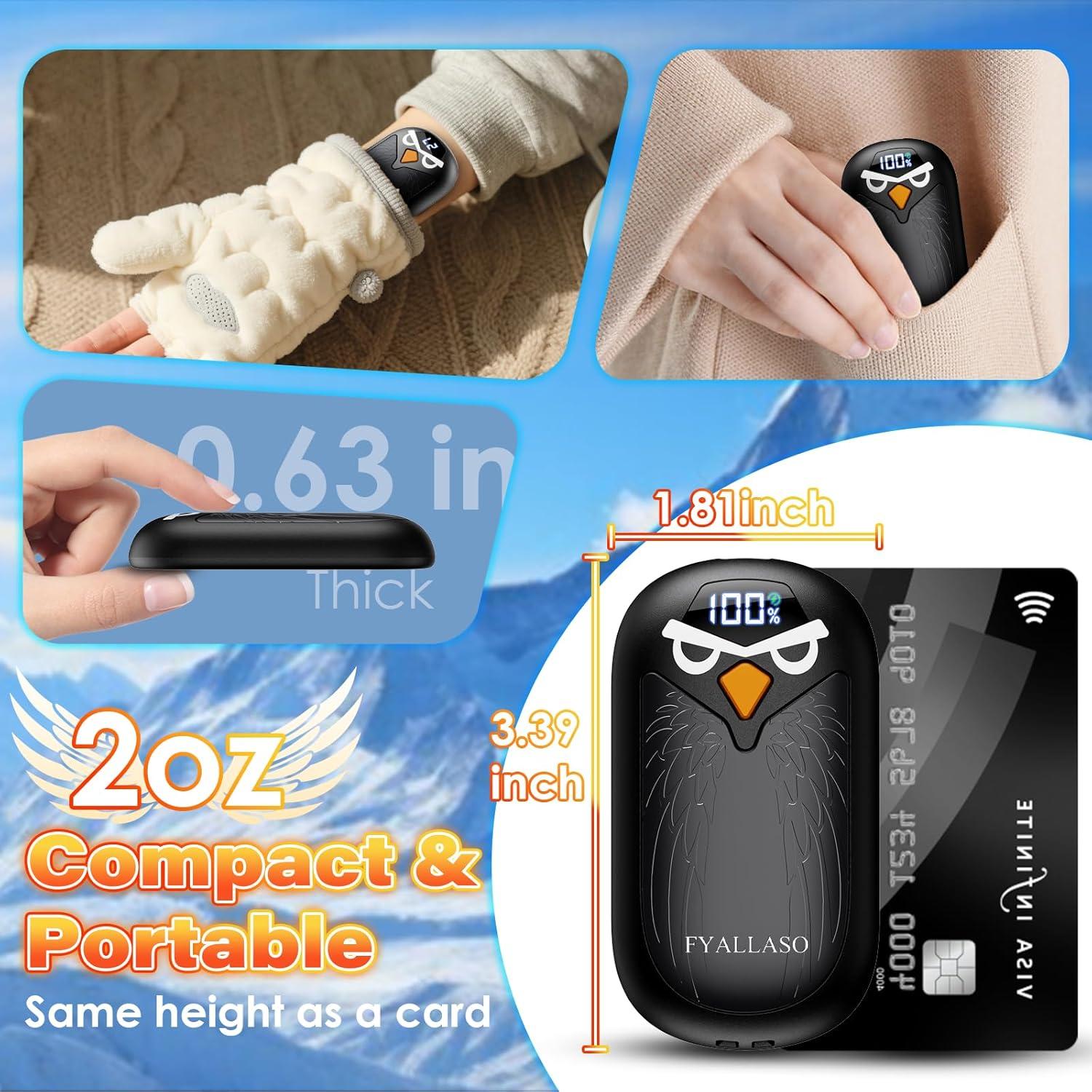 Calentadores de Manos Eléctricos FYALLASO YI08, 2000mAh, 2 Piezas