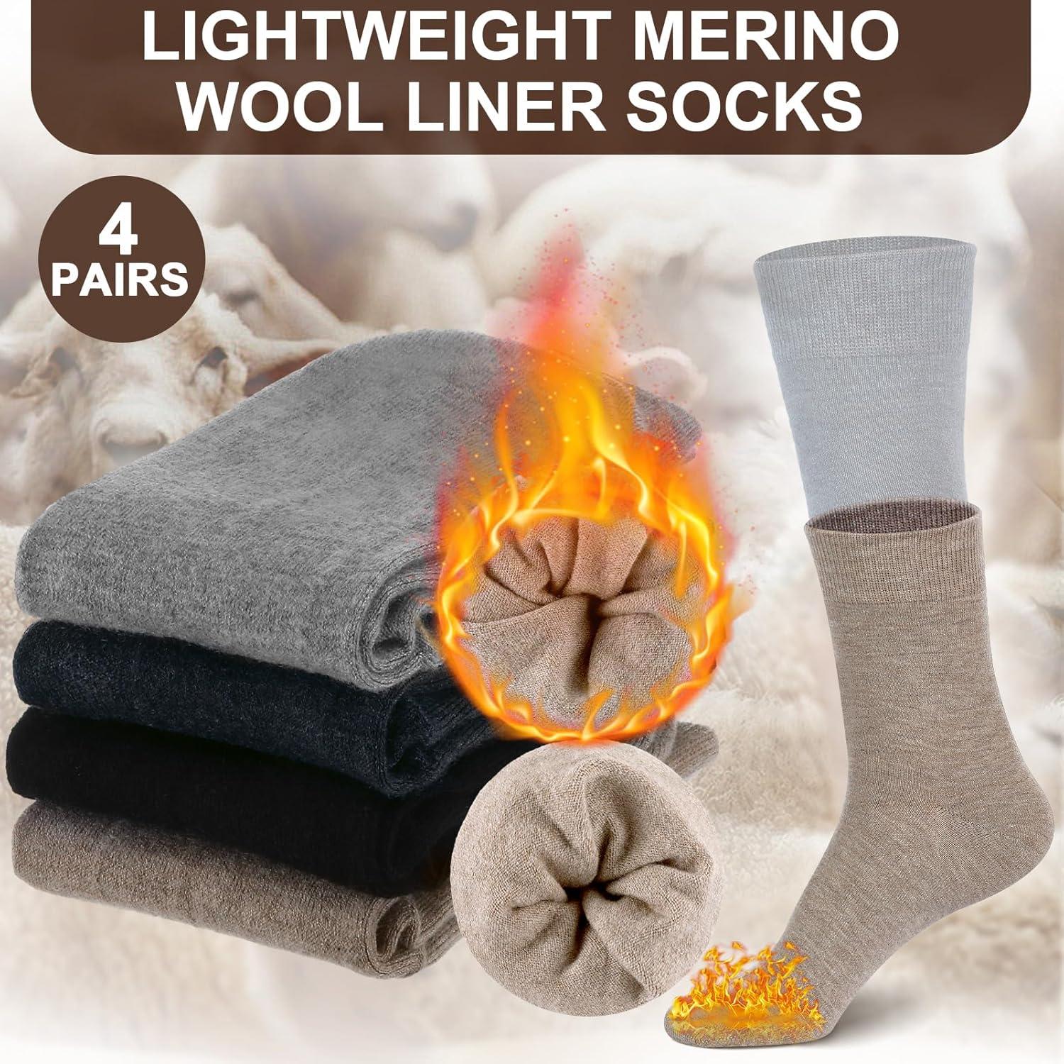 4 Pares Calcetines de Lana Merino Ligeros para Senderismo