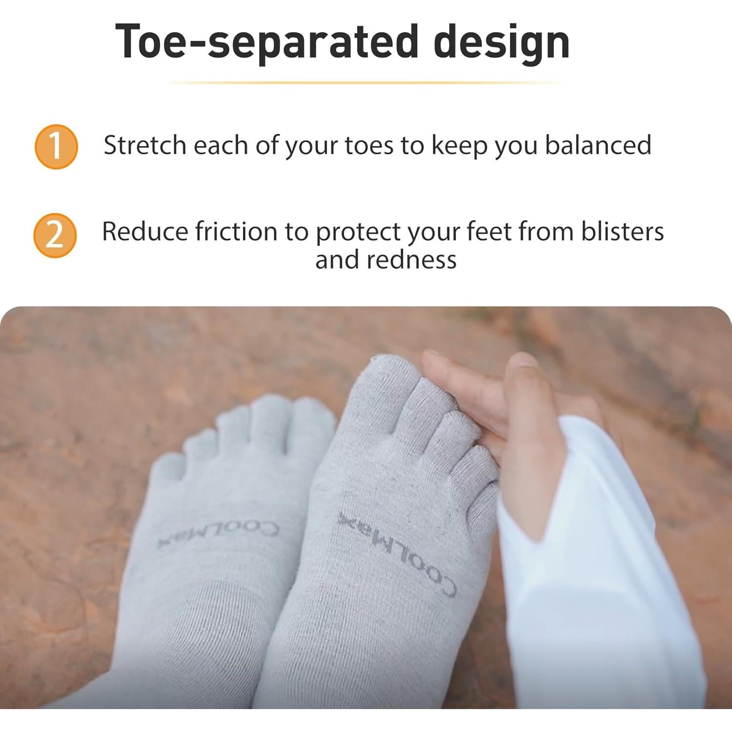 Calcetines Liner de Dedos Cool-max para Correr - 3 Pares