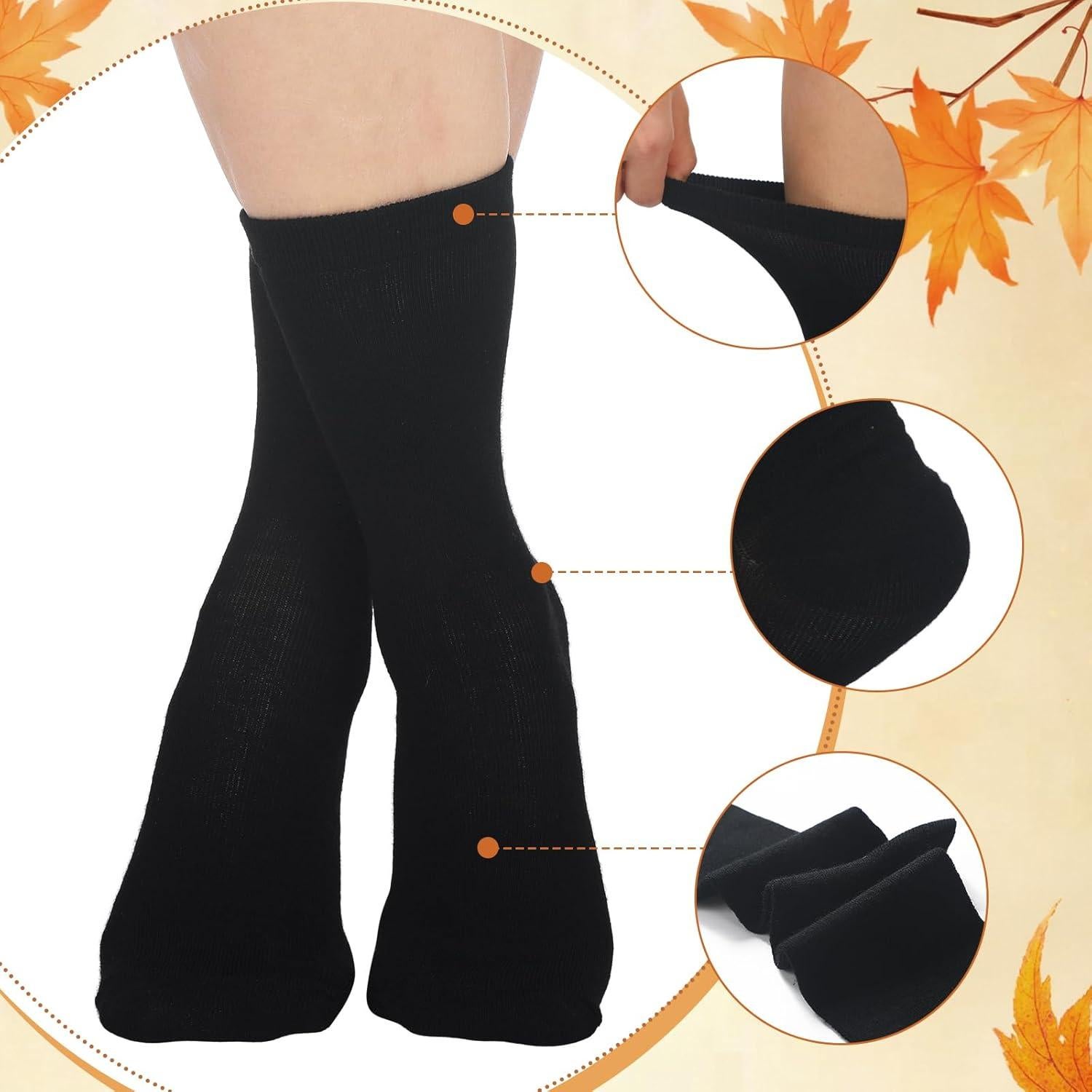 4 Pares Calcetines Forrados de Lana Merino Negros Unisex