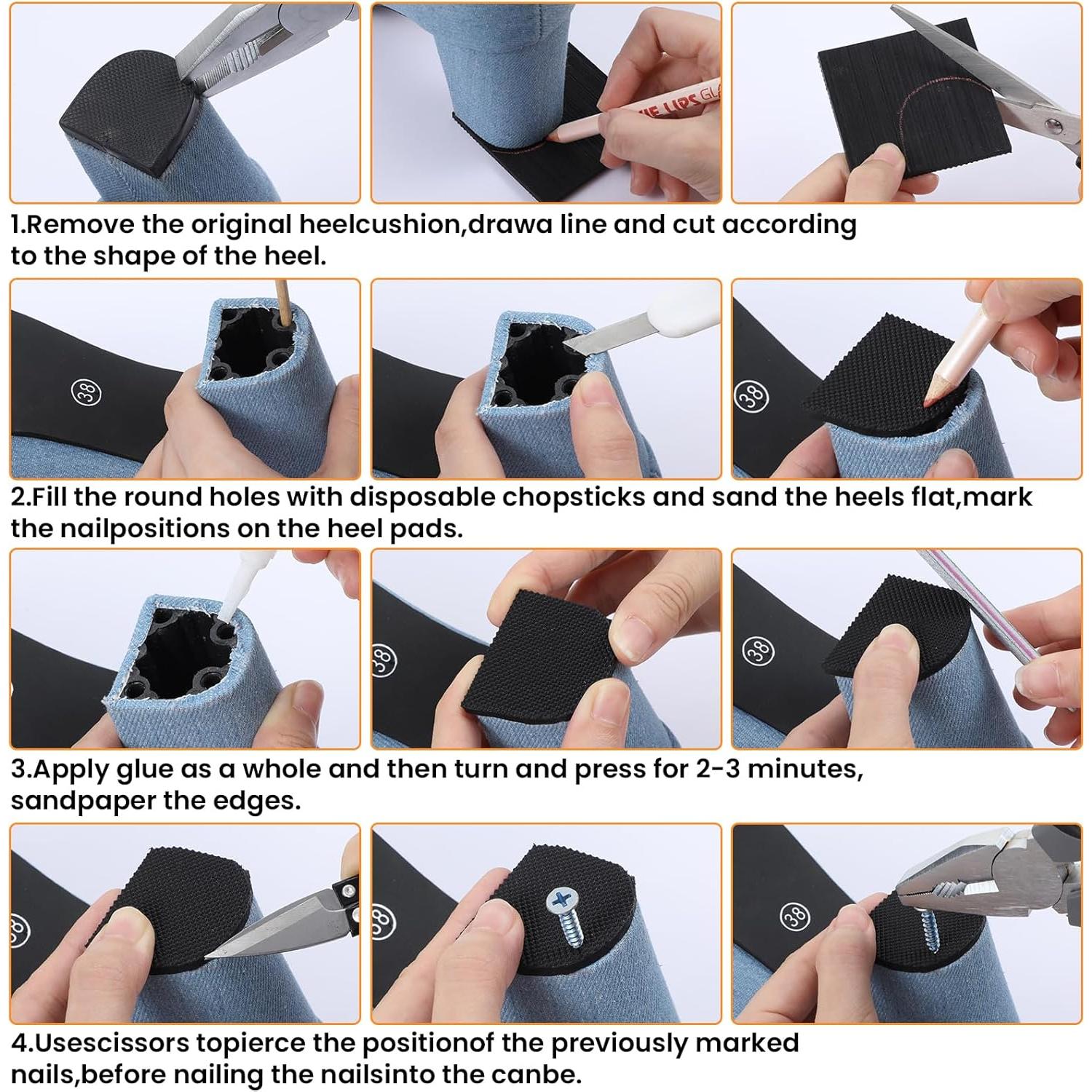 Kit de Reparación de Tacones de Goma Classicseali - 8 Piezas