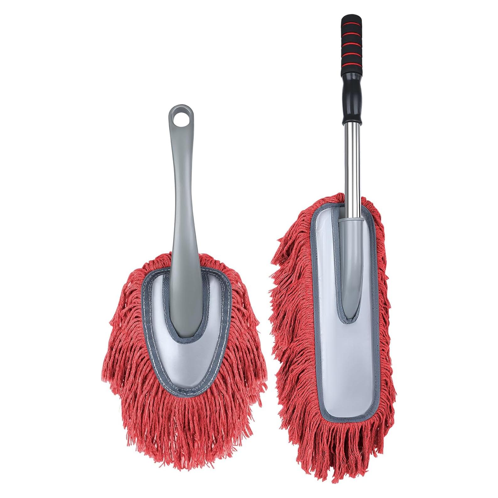 IPELY Duster de Coche 2 Pack Rojo con Mango Extensible