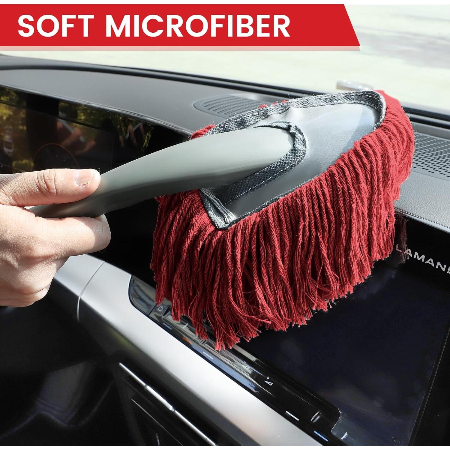 IPELY Duster de Coche 2 Pack Rojo con Mango Extensible