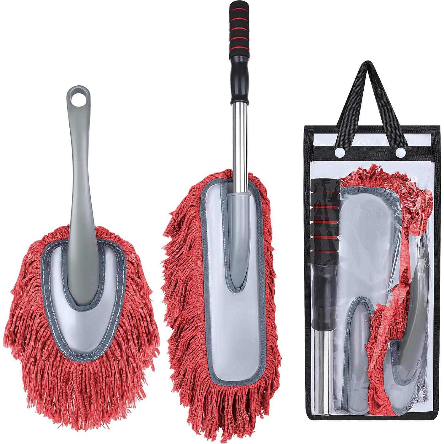 IPELY Duster de Coche 2 Pack Rojo con Mango Extensible