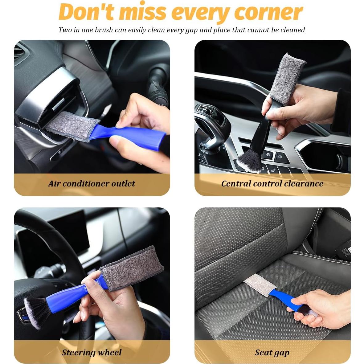 Cepillo de Limpieza de Autos Norkmdi Doble Cabeza 22cm Negro