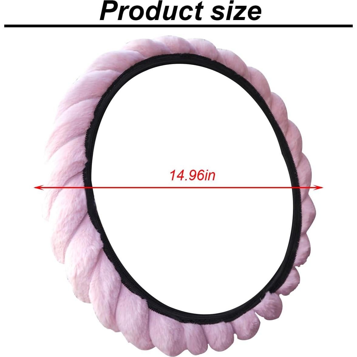 Cubierta de Volante HZEL Rosa 38 cm Piel de Oveja Antideslizante