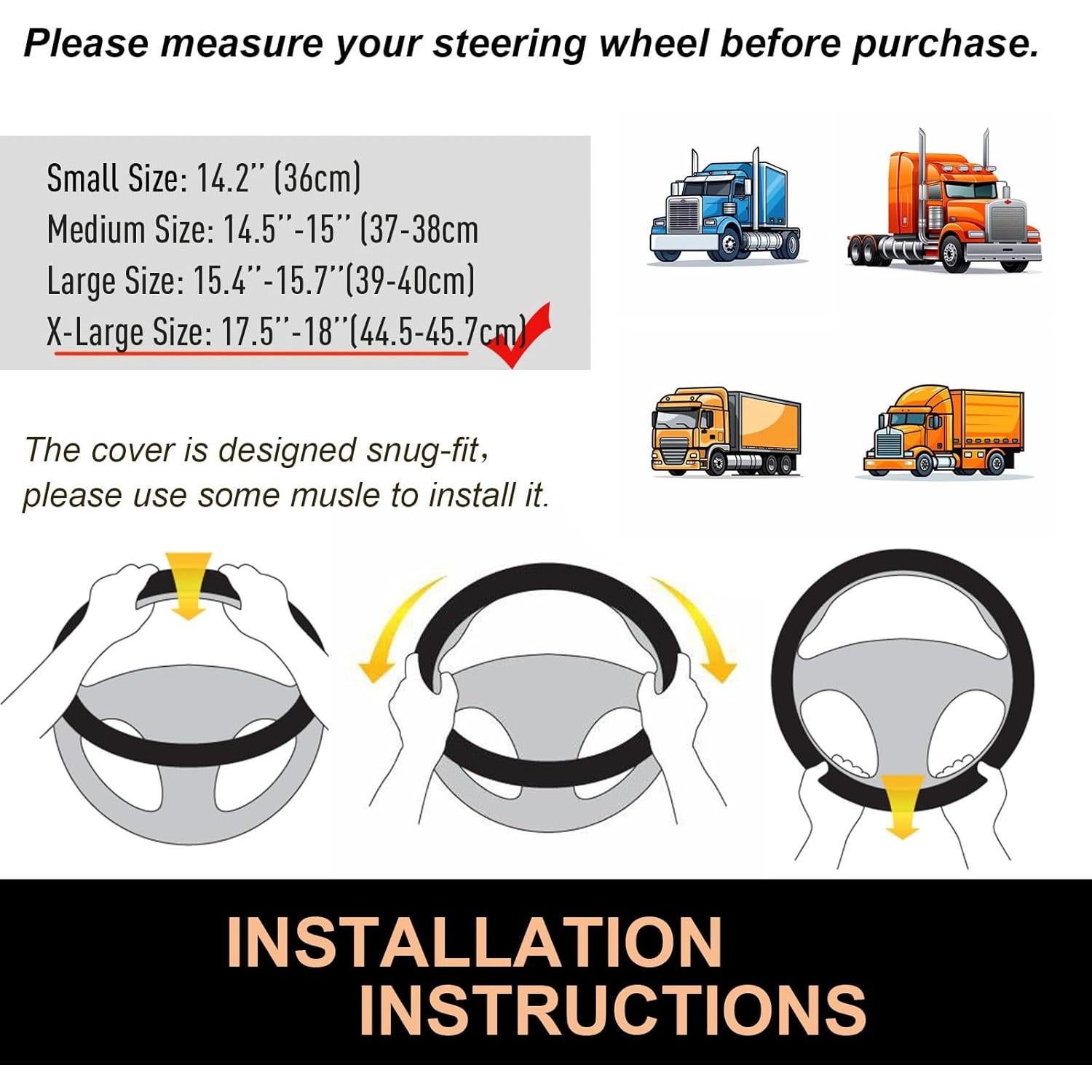 Cubierta de Volante PINCTROT XL 45.7 cm Antideslizante Negra