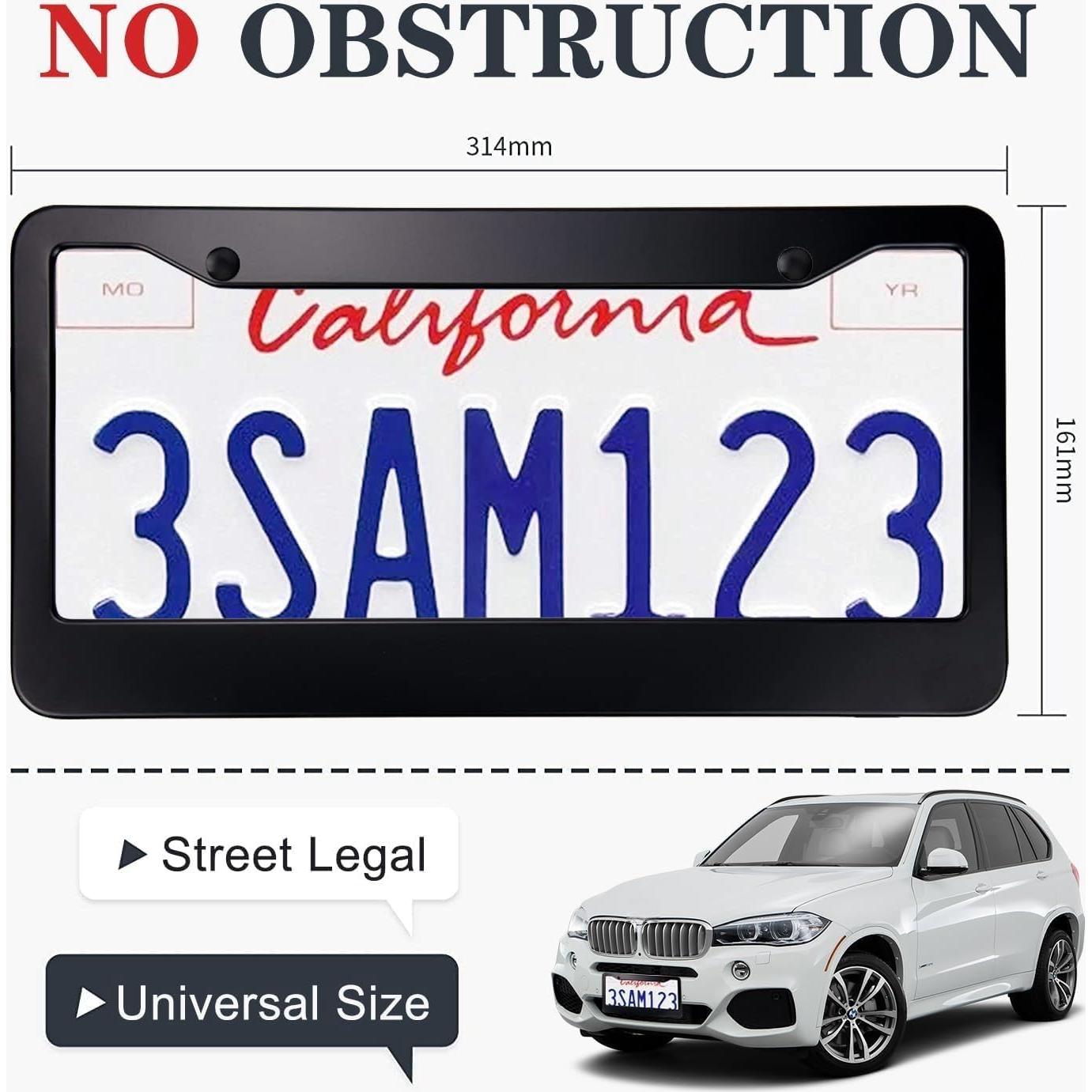 Marcos de Placas de Licencia Negros Mate KMBCAM - 2 Paquetes