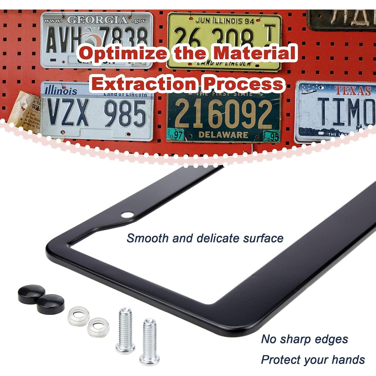 Marcos de Placas de Licencia Negros Mate KMBCAM - 2 Paquetes