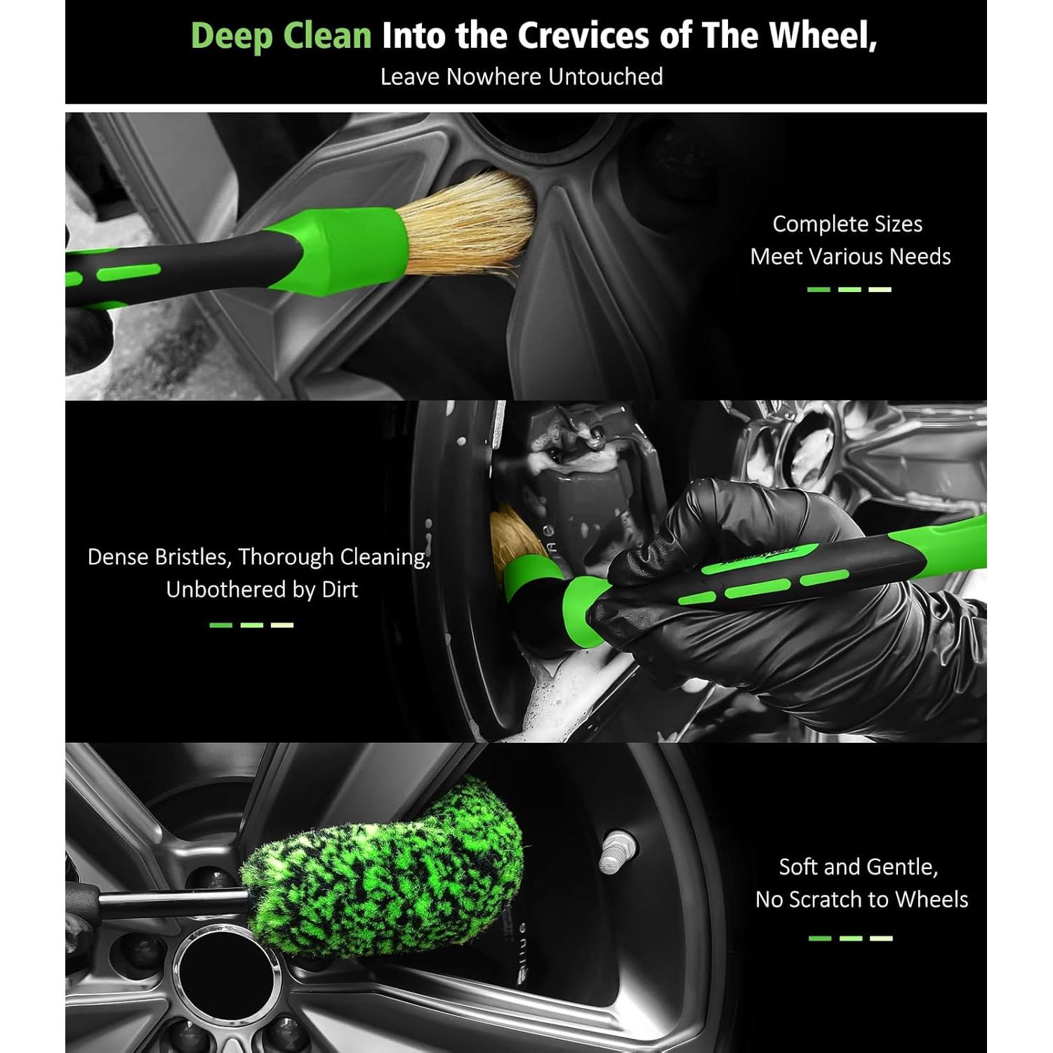 Kit de Cepillos Limpiadores de Ruedas YeewayVeh - 3 Paquetes