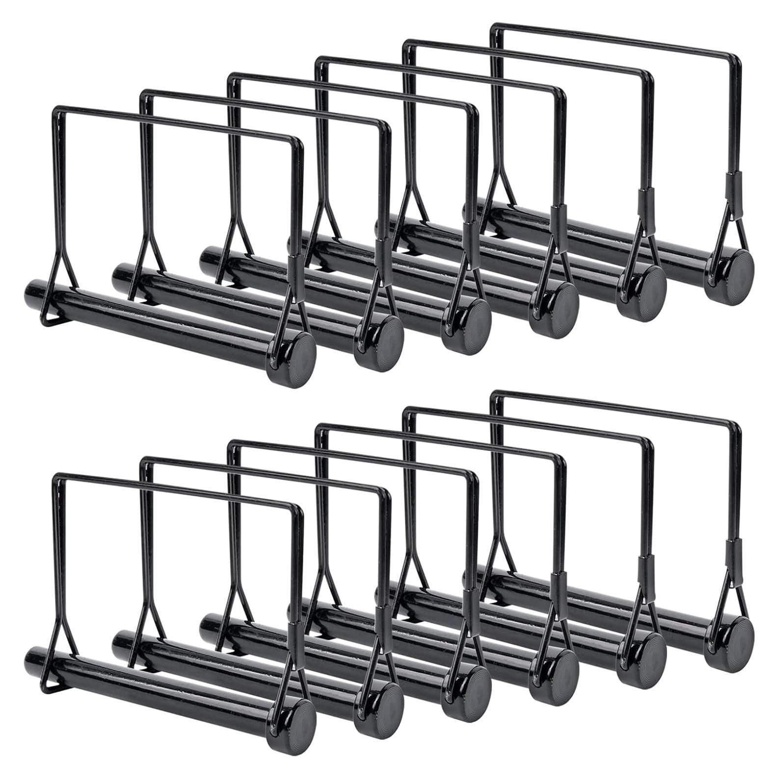 12 Pasadores de Bloqueo Negro Worldity 10.8 cm Acero al Carbono