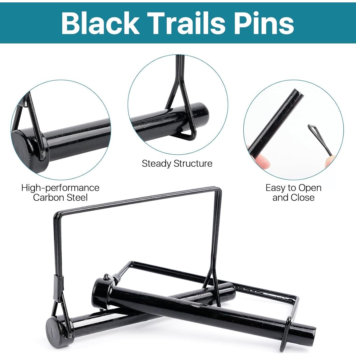 12 Pasadores de Bloqueo Negro Worldity 10.8 cm Acero al Carbono