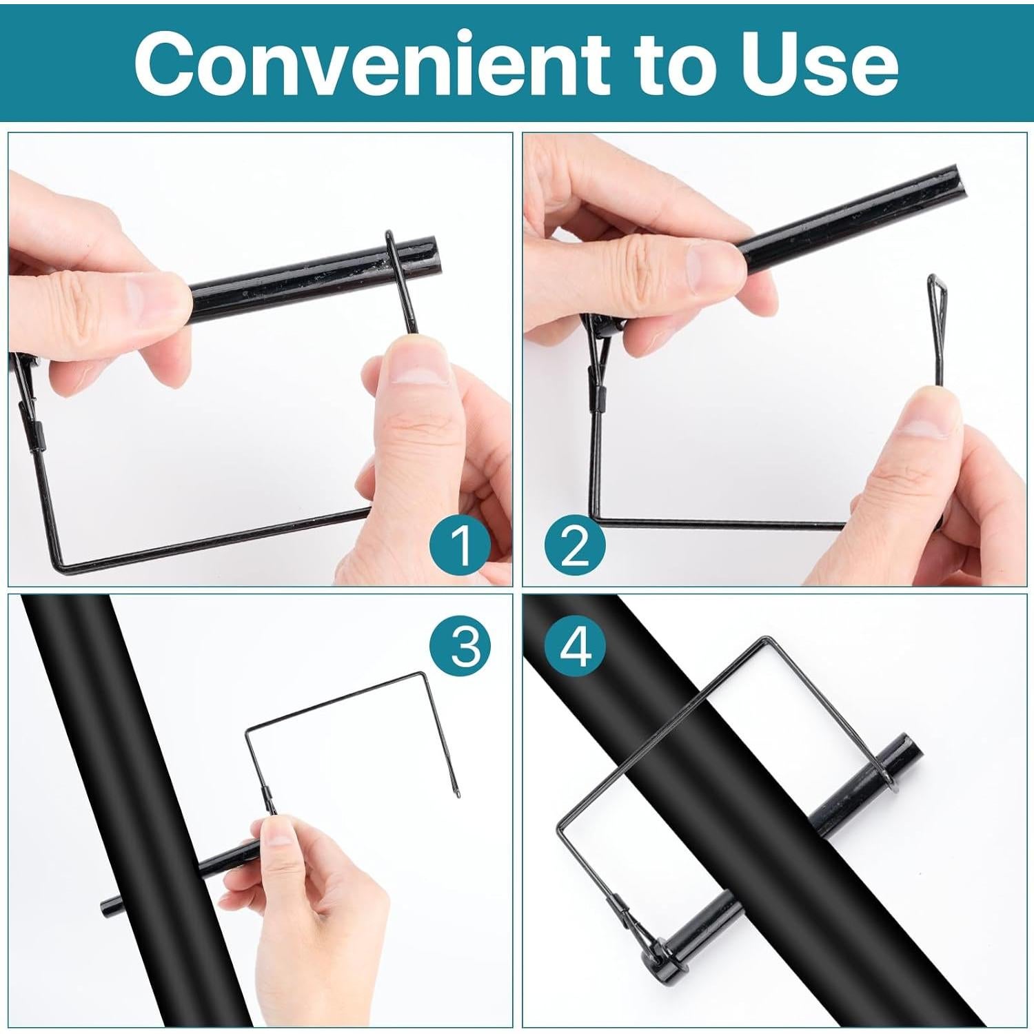 12 Pasadores de Bloqueo Negro Worldity 10.8 cm Acero al Carbono