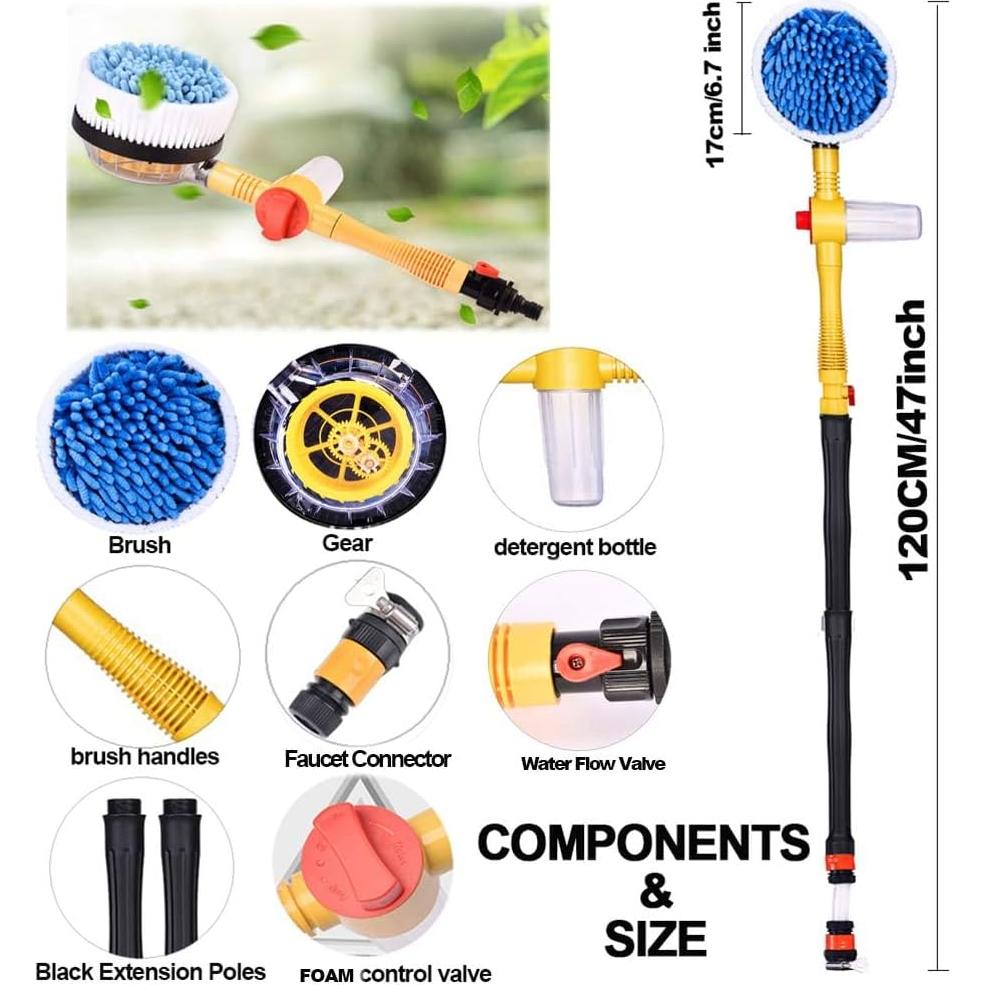 Cepillo de Lavado de Autos Fochutech 3 en 1 con Dispensador