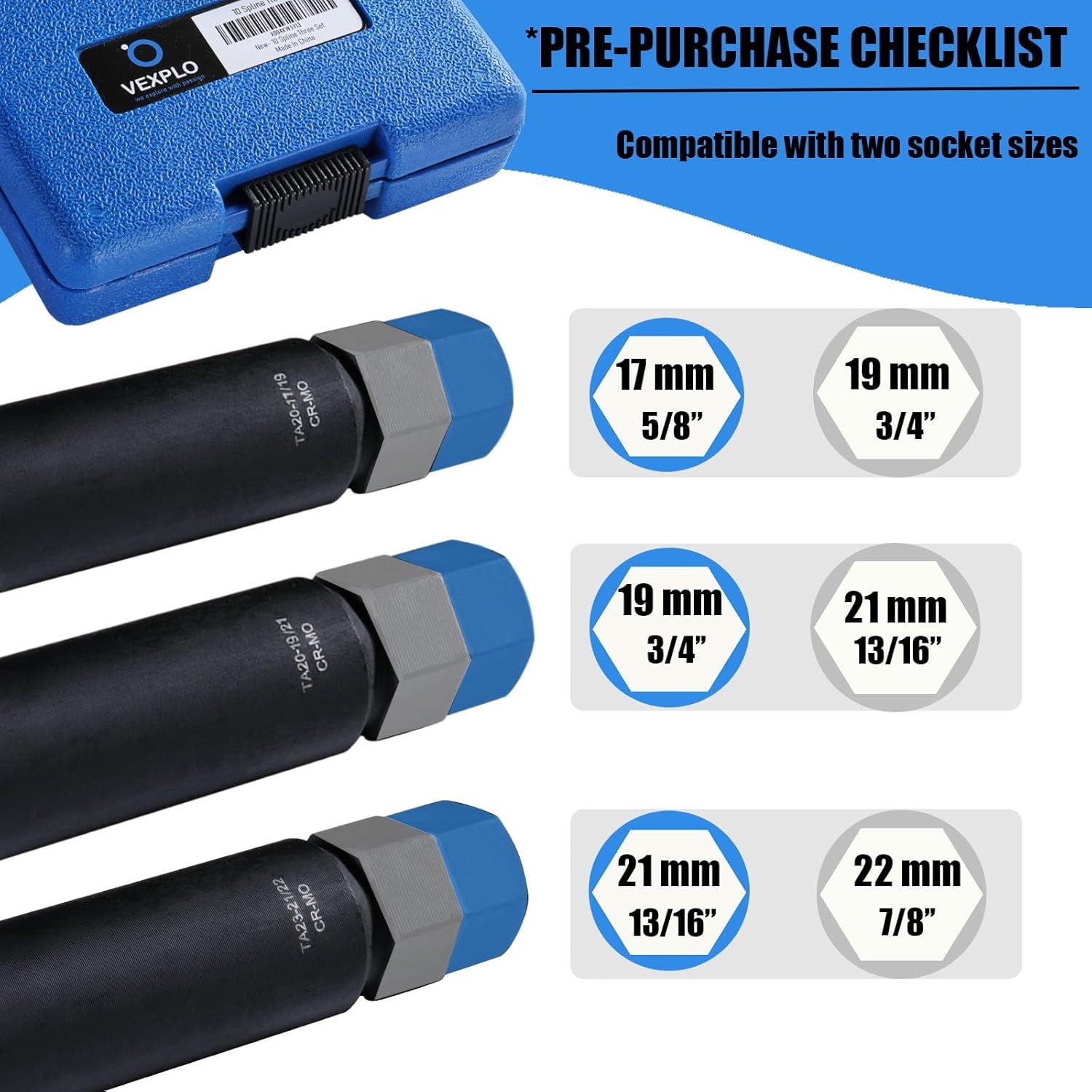 Juego de Llave de Tuerca 10 Puntas VEXPLO - 3 Piezas 0.61 kg