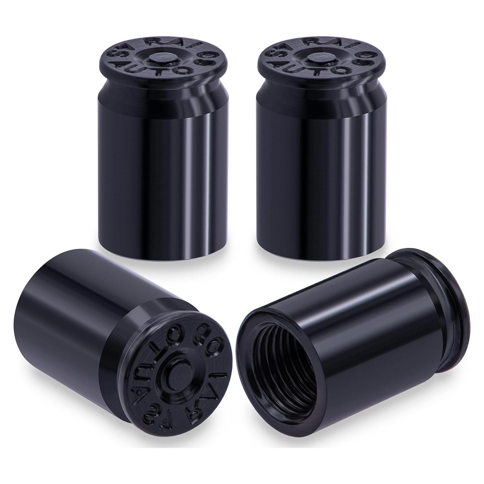 4 Tapones de Válvula de Neumático MEAJOO Aluminio Negro