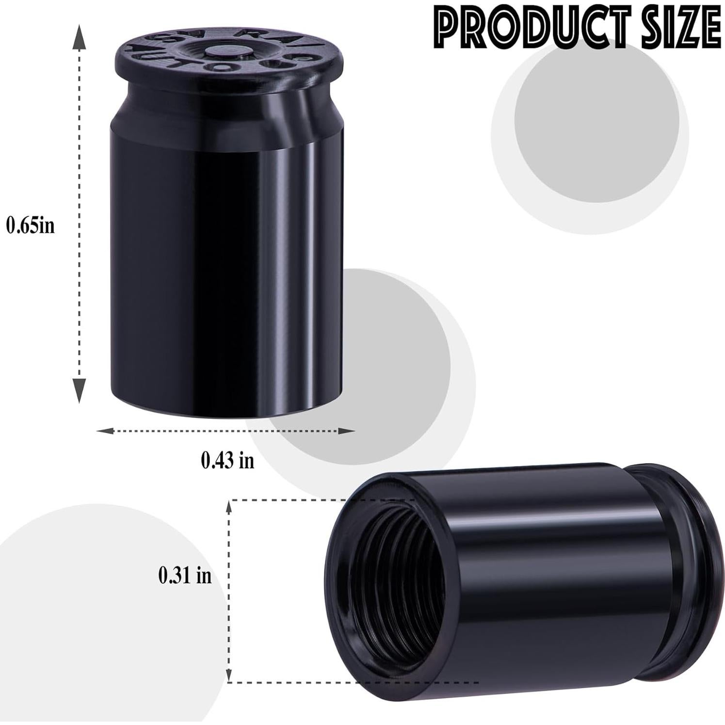 4 Tapones de Válvula de Neumático MEAJOO Aluminio Negro