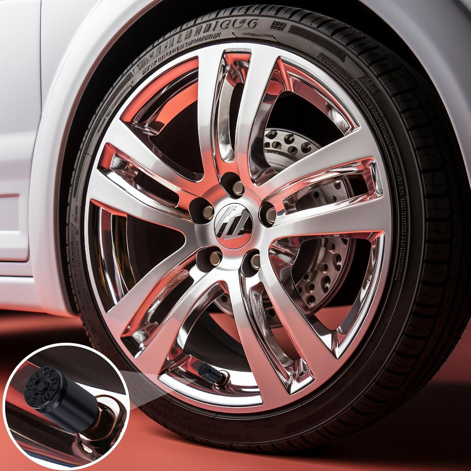 4 Tapones de Válvula de Neumático MEAJOO Aluminio Negro