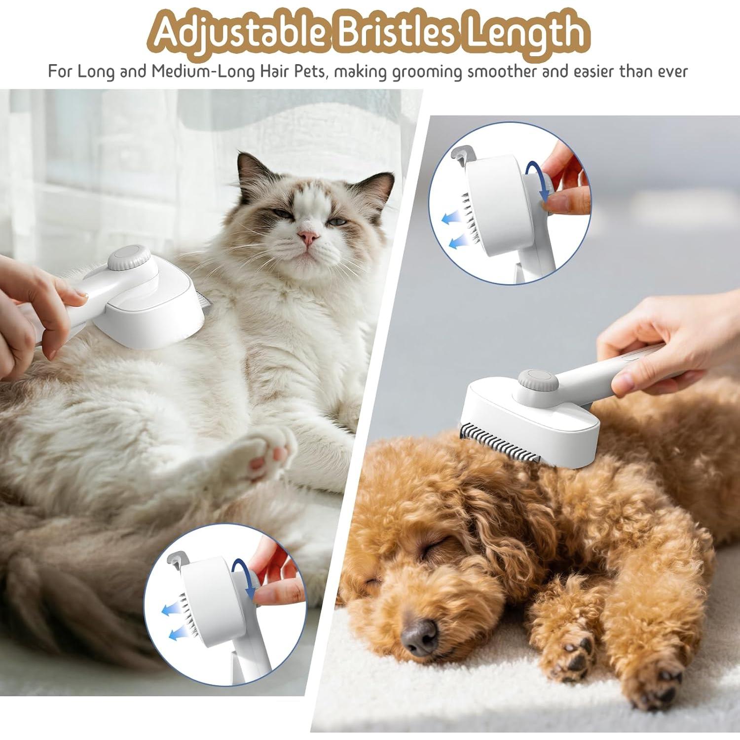 Cepillo Deshedding 2 en 1 Barkitty para Perros y Gatos - Longitud Ajustable