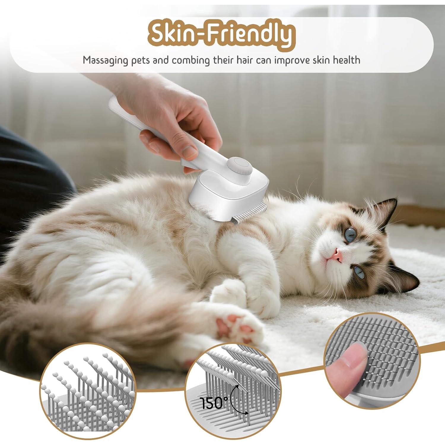 Cepillo Deshedding 2 en 1 Barkitty para Perros y Gatos - Longitud Ajustable