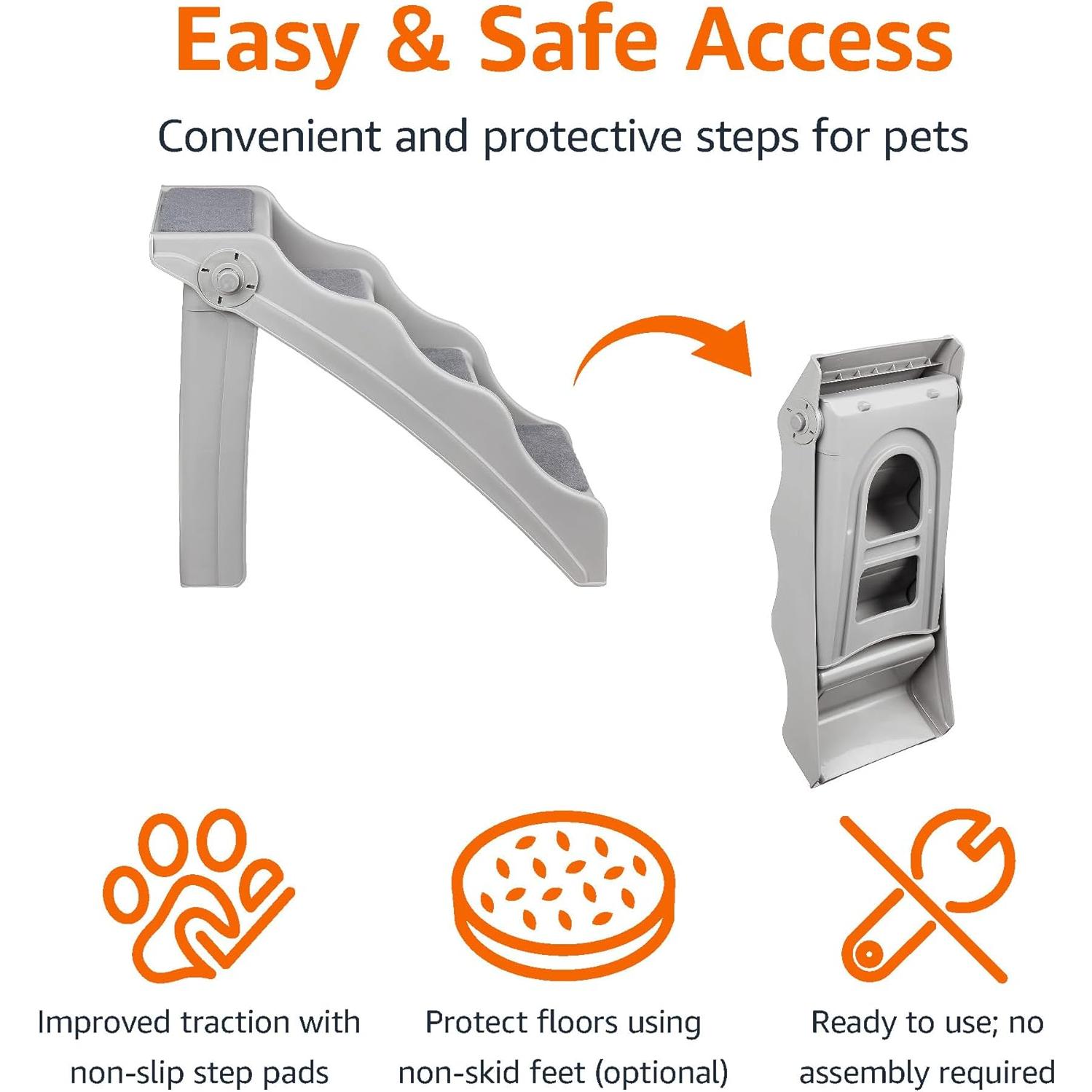 Escalera Plegable para Mascotas Amazon Basics 37 cm Antideslizante