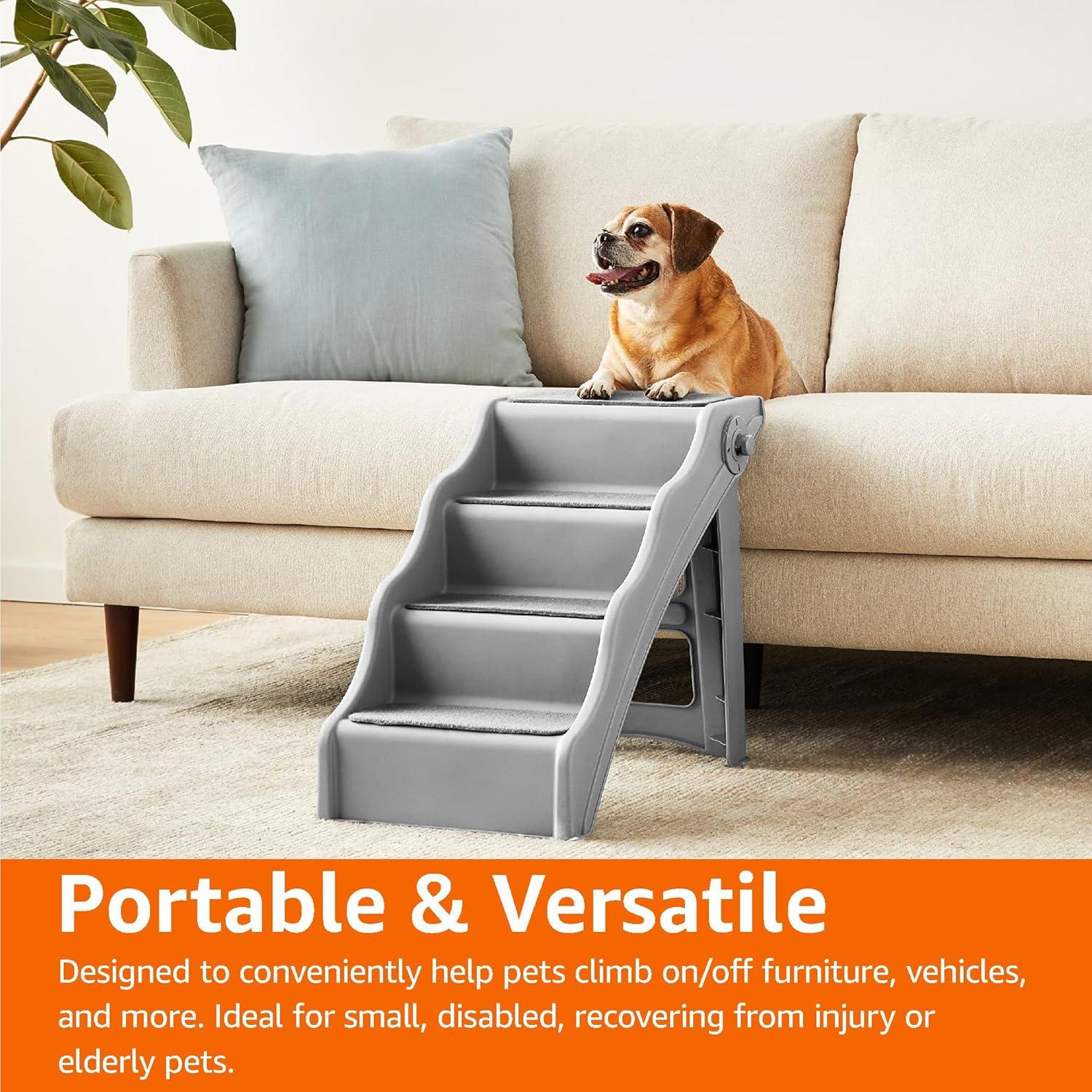 Escalera Plegable para Mascotas Amazon Basics 37 cm Antideslizante