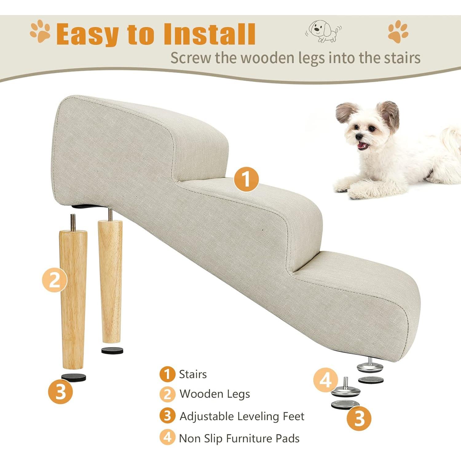 Escaleras para Perros Senneny 3 Pasos Beige Claro 68 kg