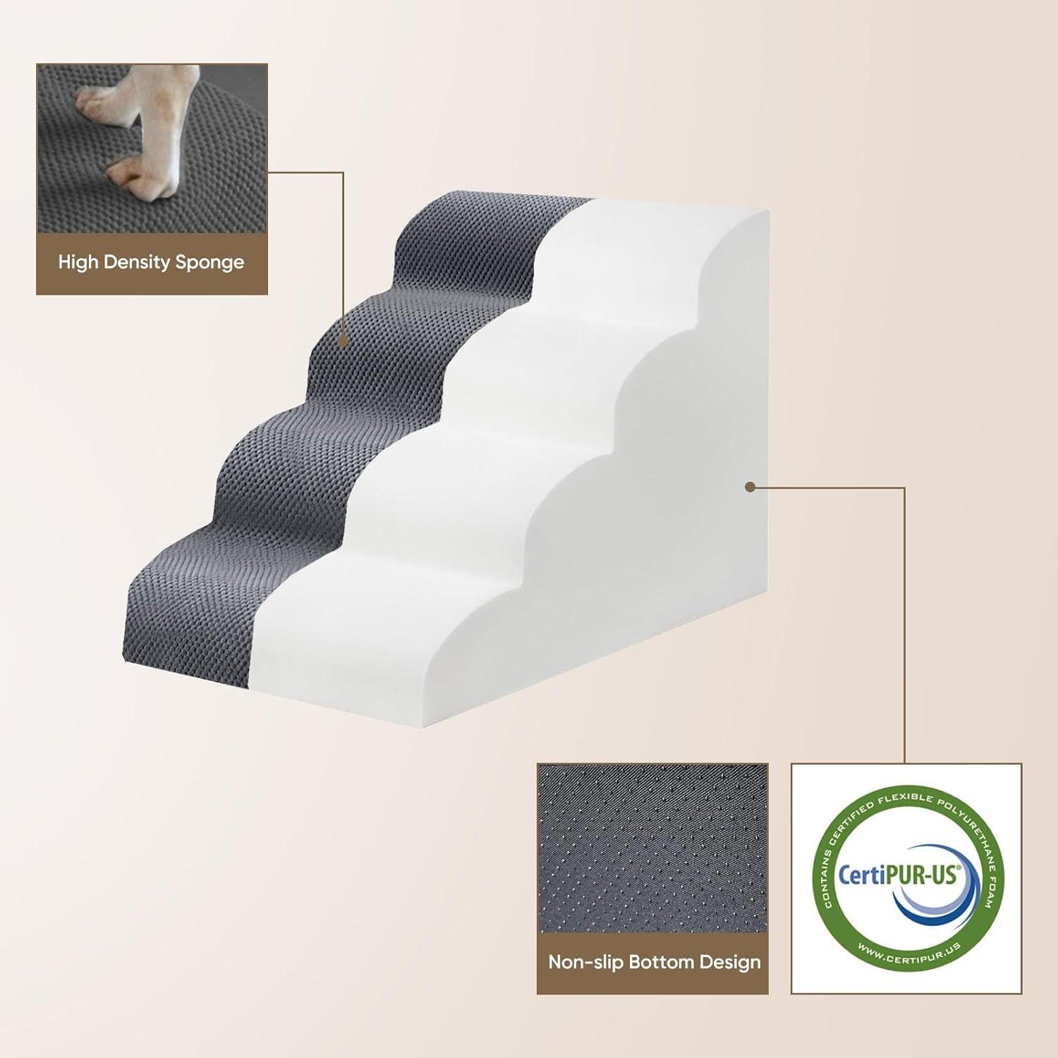 Escaleras para Perros PAWSCART 4 Pasos 49.8 cm Antideslizante Gris