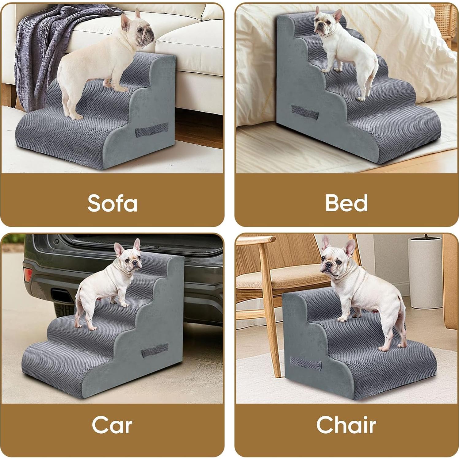 Escaleras para Perros PAWSCART 4 Pasos 49.8 cm Antideslizante Gris