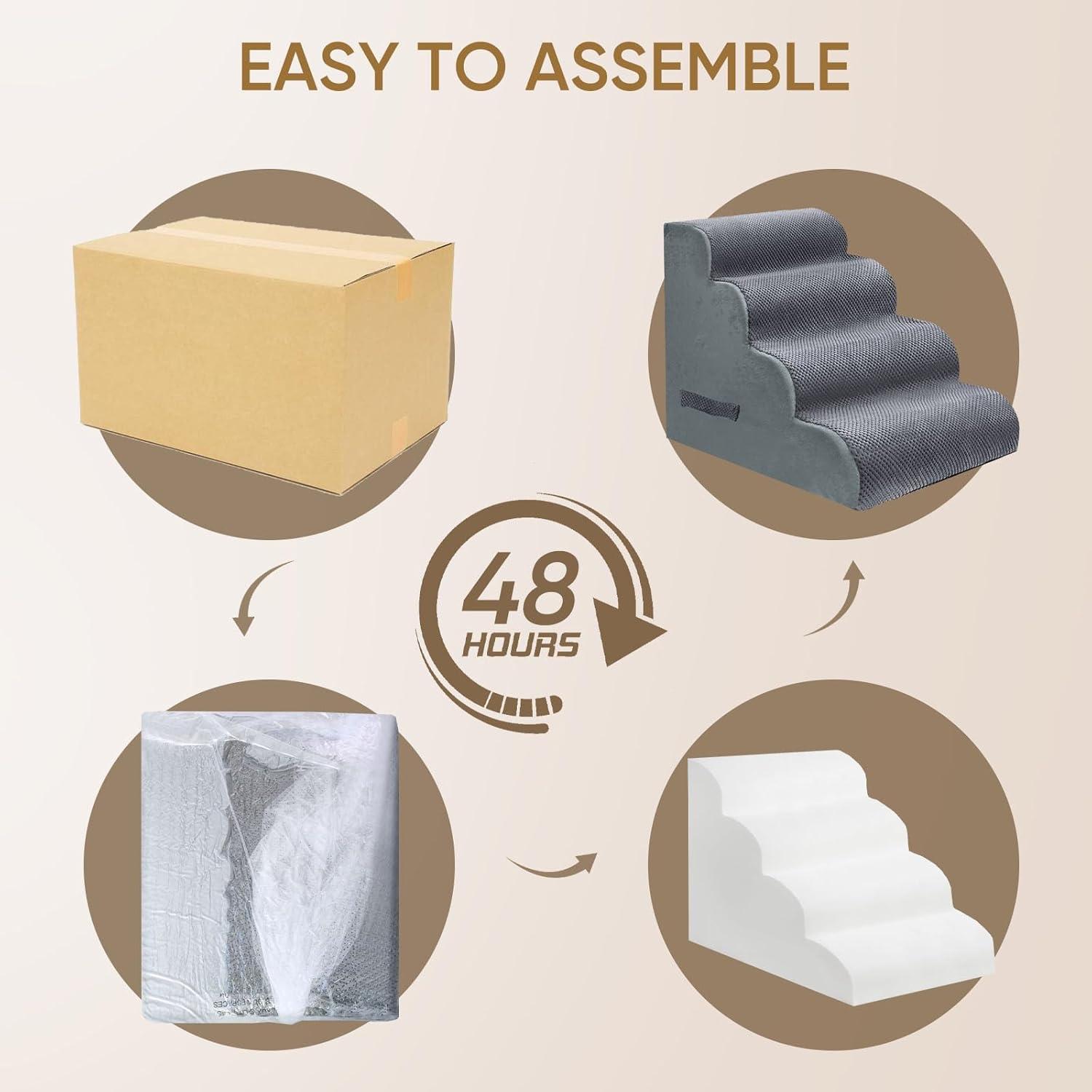 Escaleras para Perros PAWSCART 4 Pasos 49.8 cm Antideslizante Gris