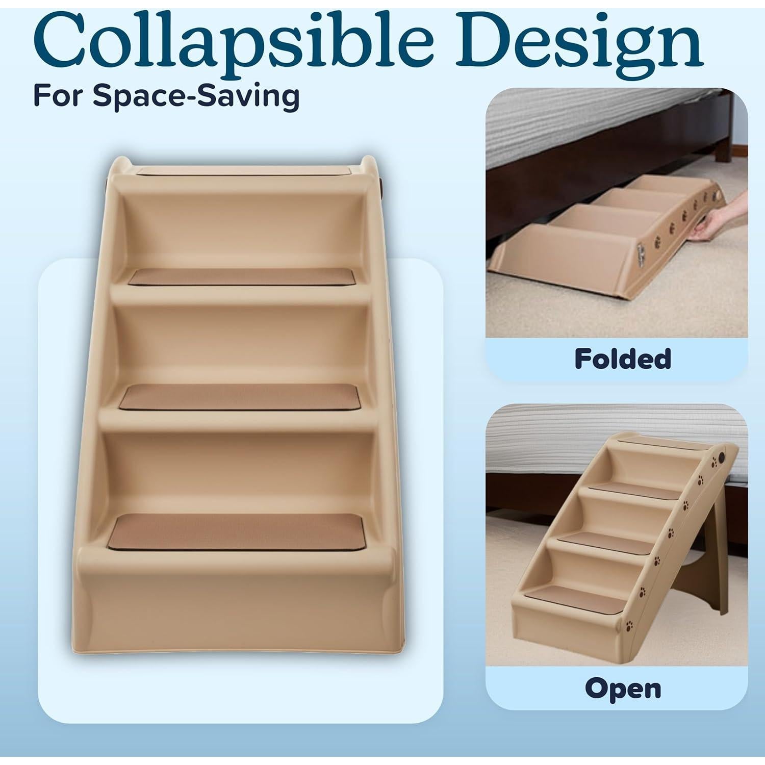 Escaleras Plegables Antideslizantes PETMAKER 4 Escalones Beige